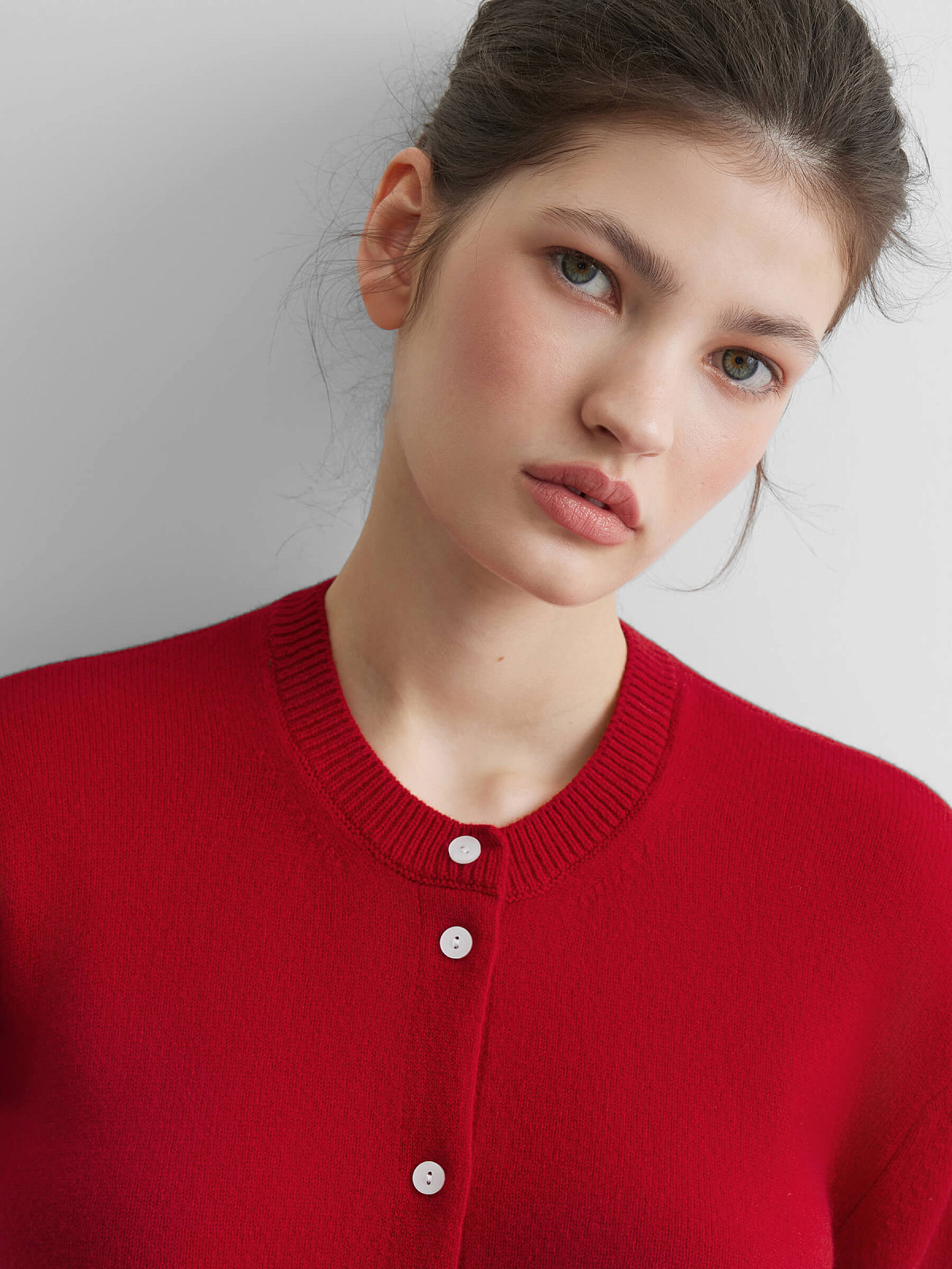 Кардиган на пуговицах из 100% мериноса, красный