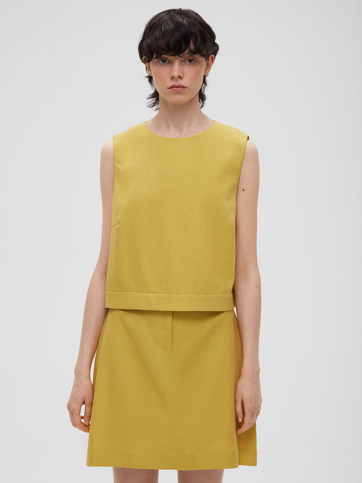 Топ из льняной ткани 0190, желтый