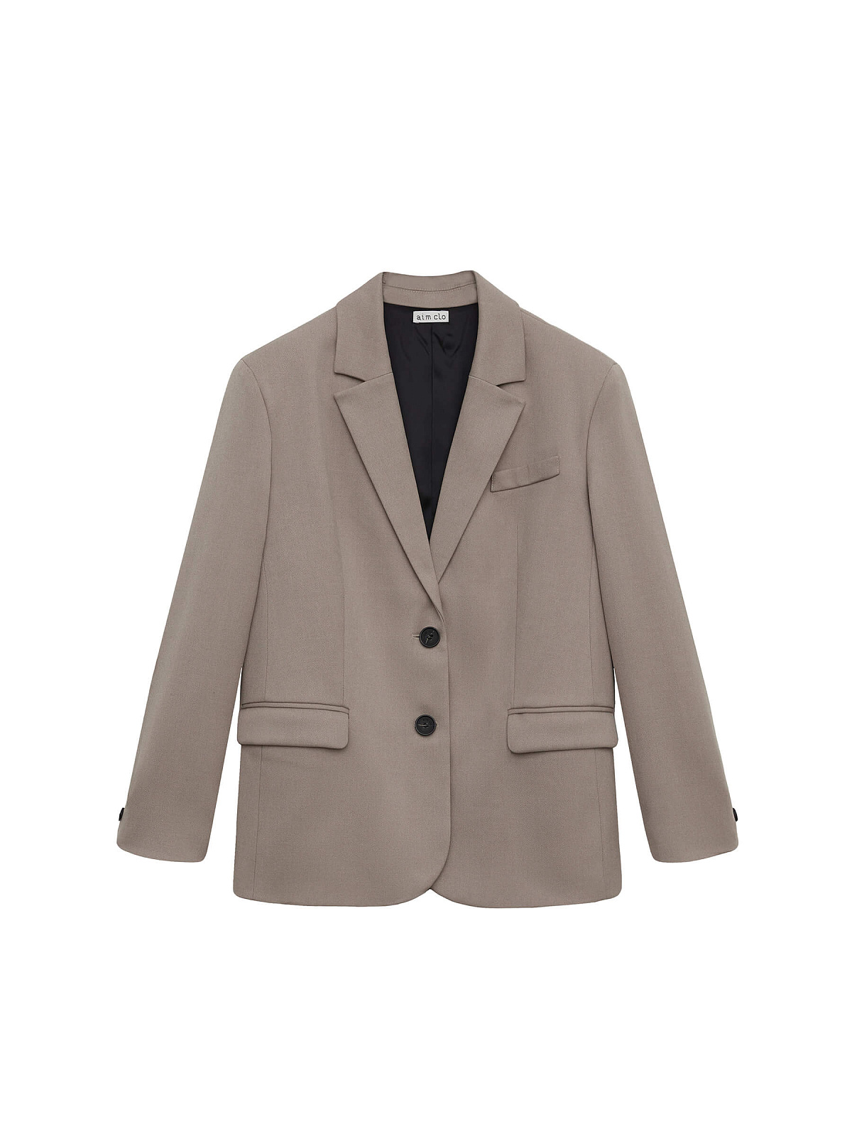 Жакет свободного кроя однобортный, серо-бежевый