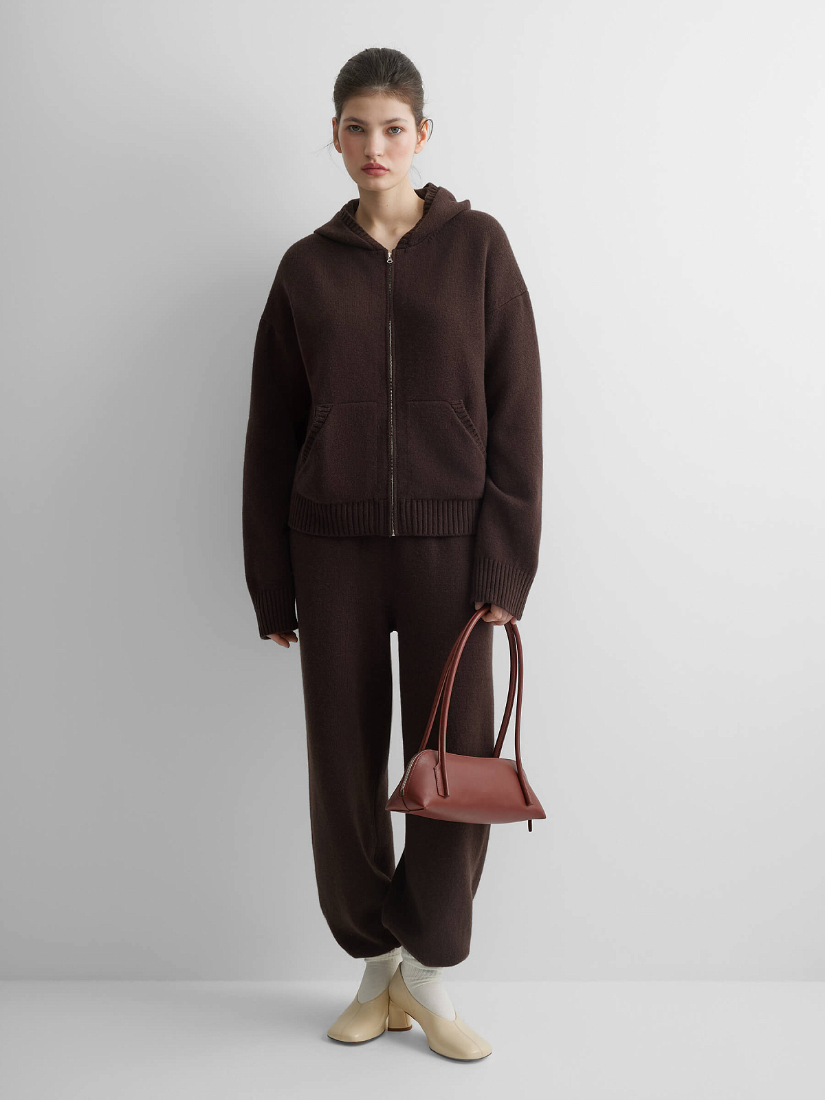 Худи из 100% мериноса, коричневый