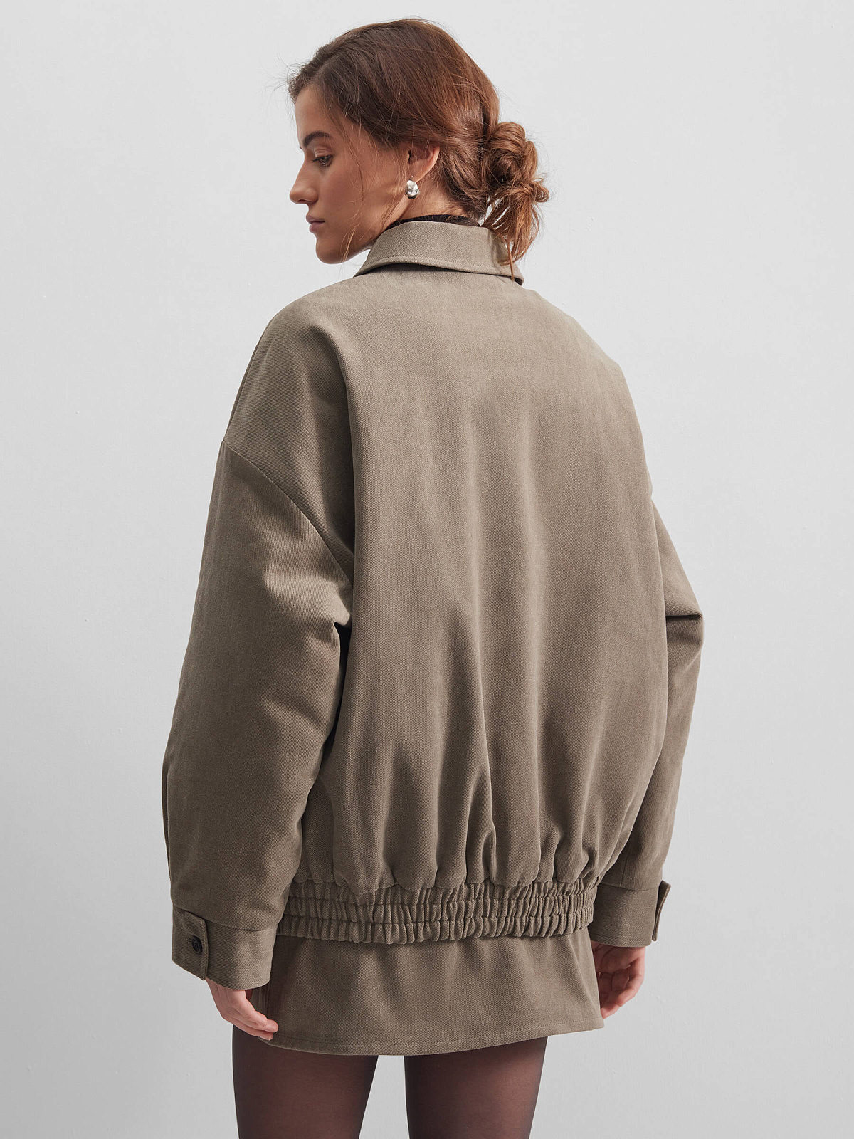 Бомбер утепленный из денима с вышивкой 0207, хаки