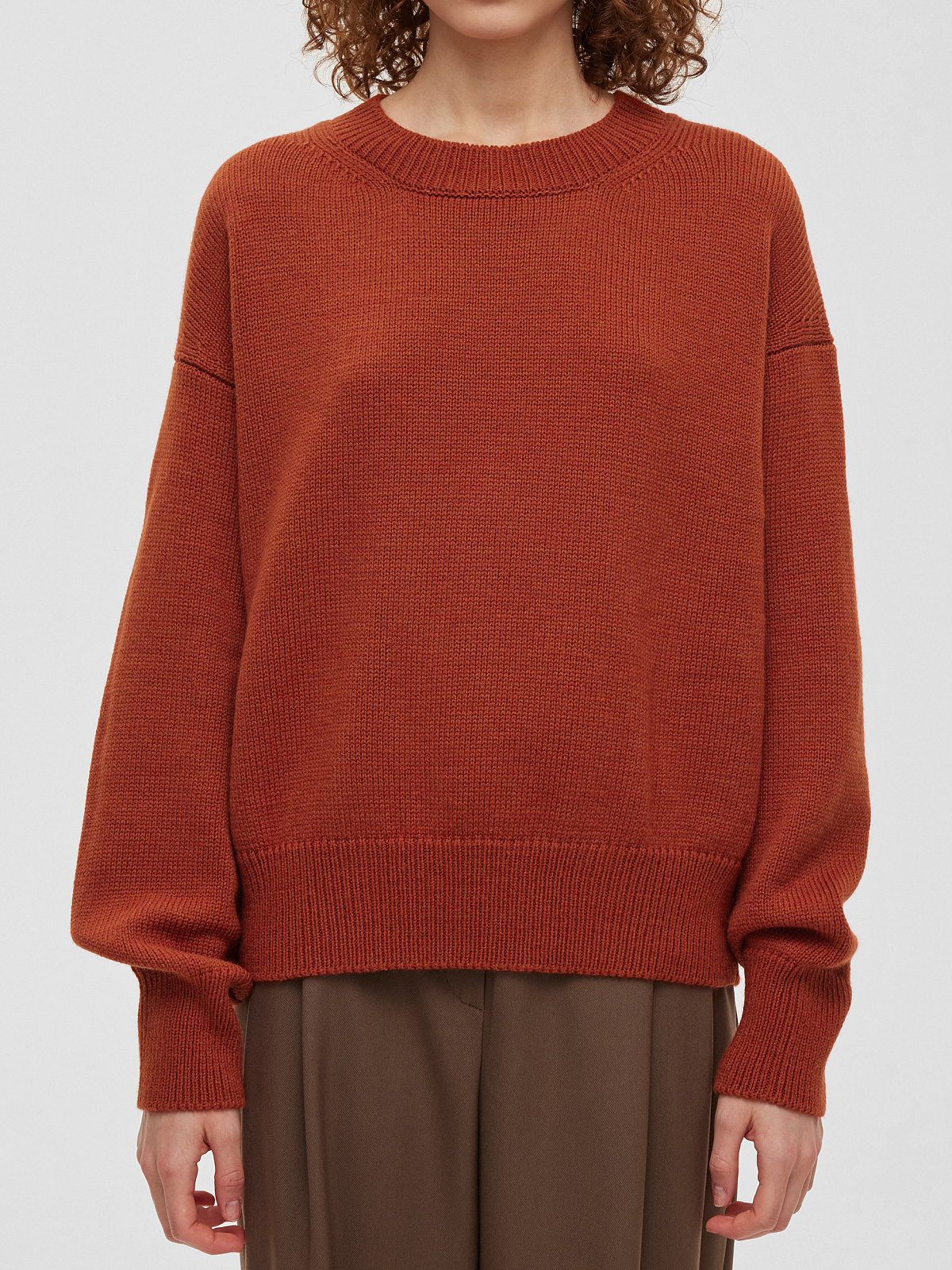 Джемпер свободного кроя, терракот, фото 5