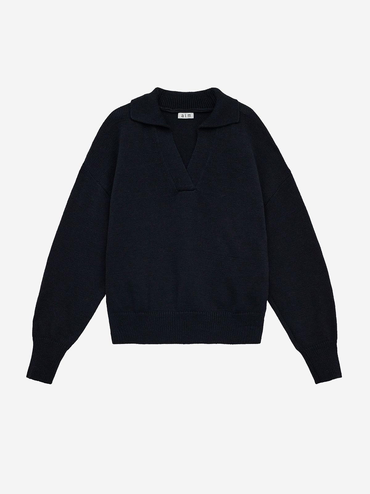 Джемпер-поло свободного кроя, черный