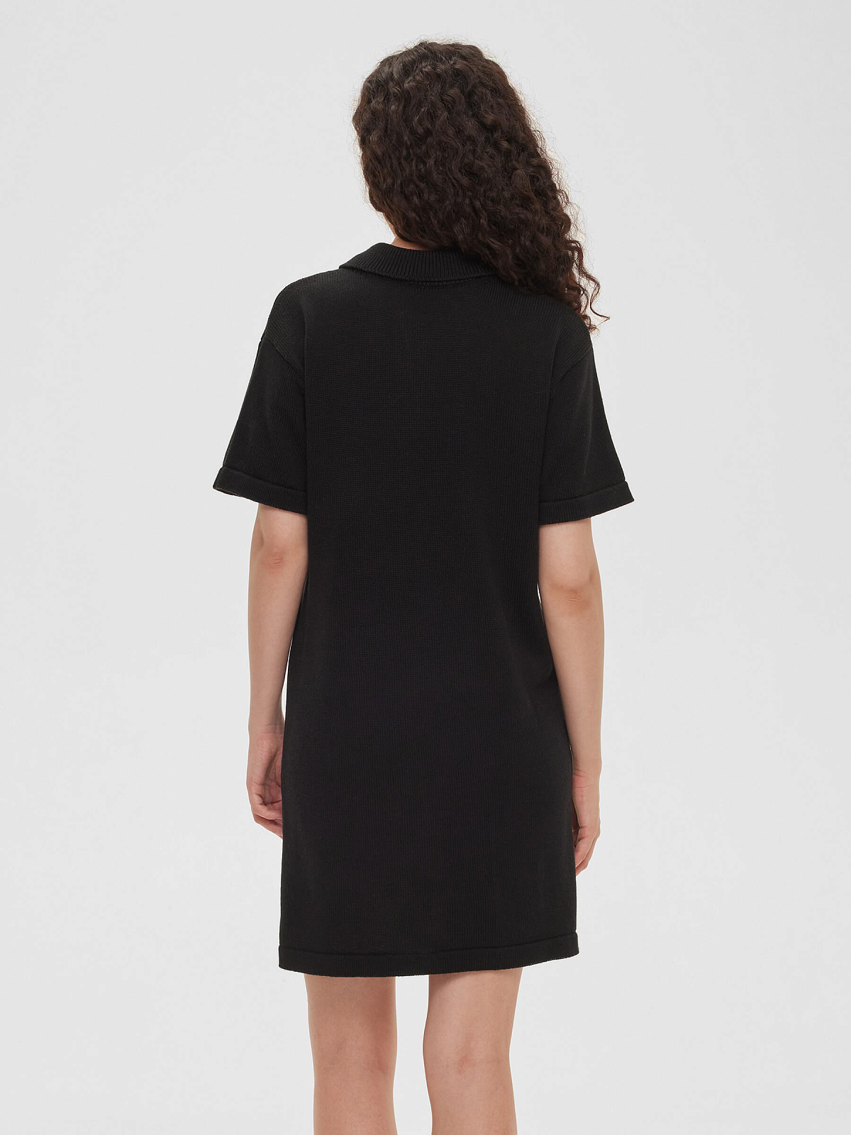 Платье-поло из хлопка, черный