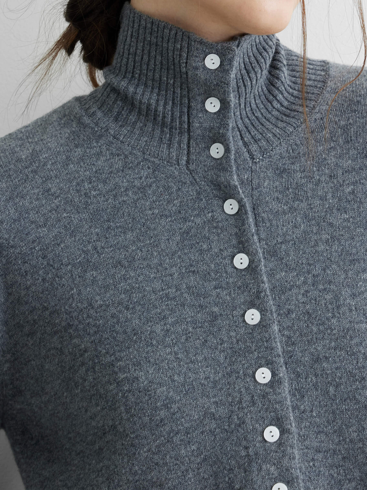 Кардиган с высоким воротником из 100% мериноса, серый