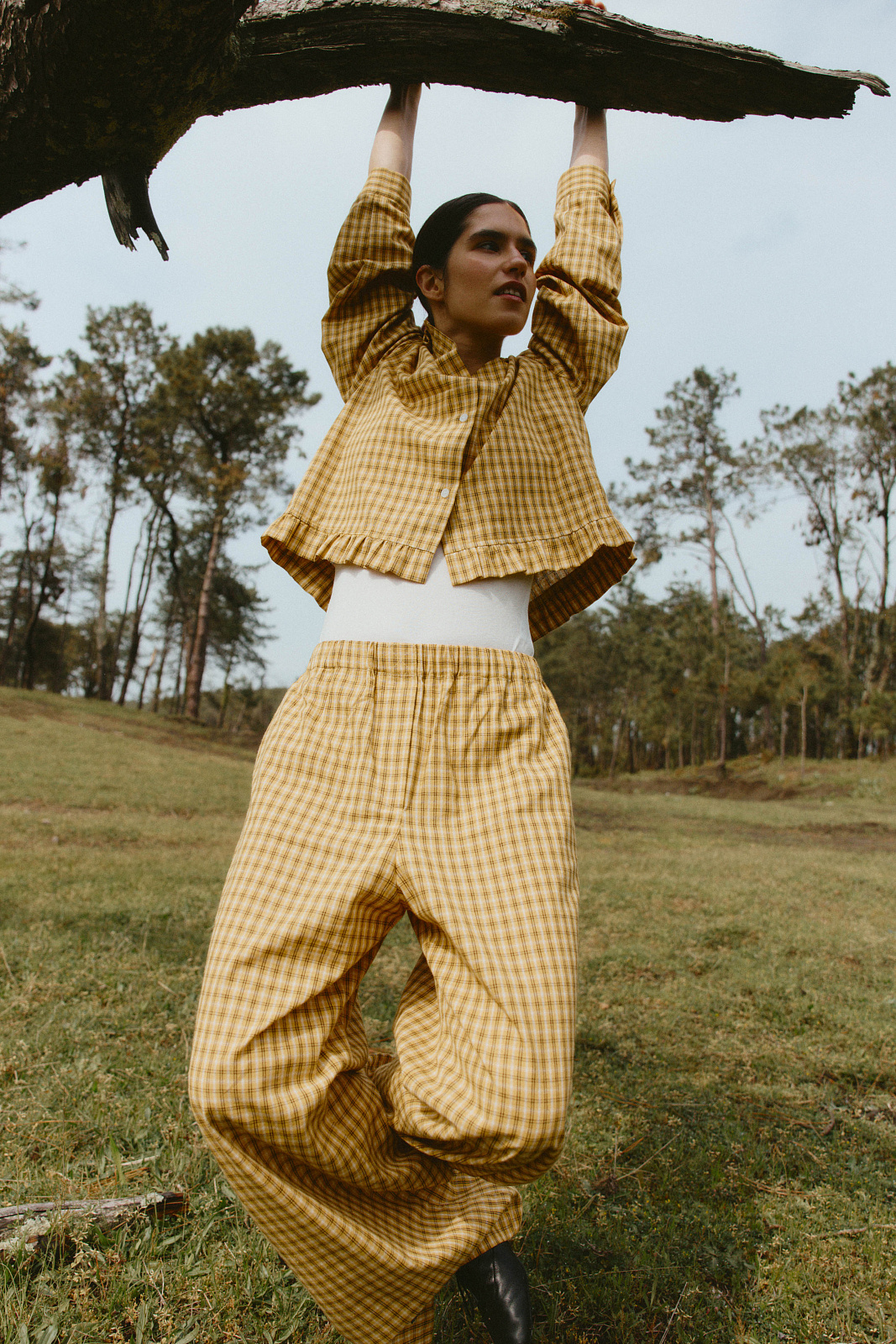 Рубашка укороченная из хлопка 0183, желтый