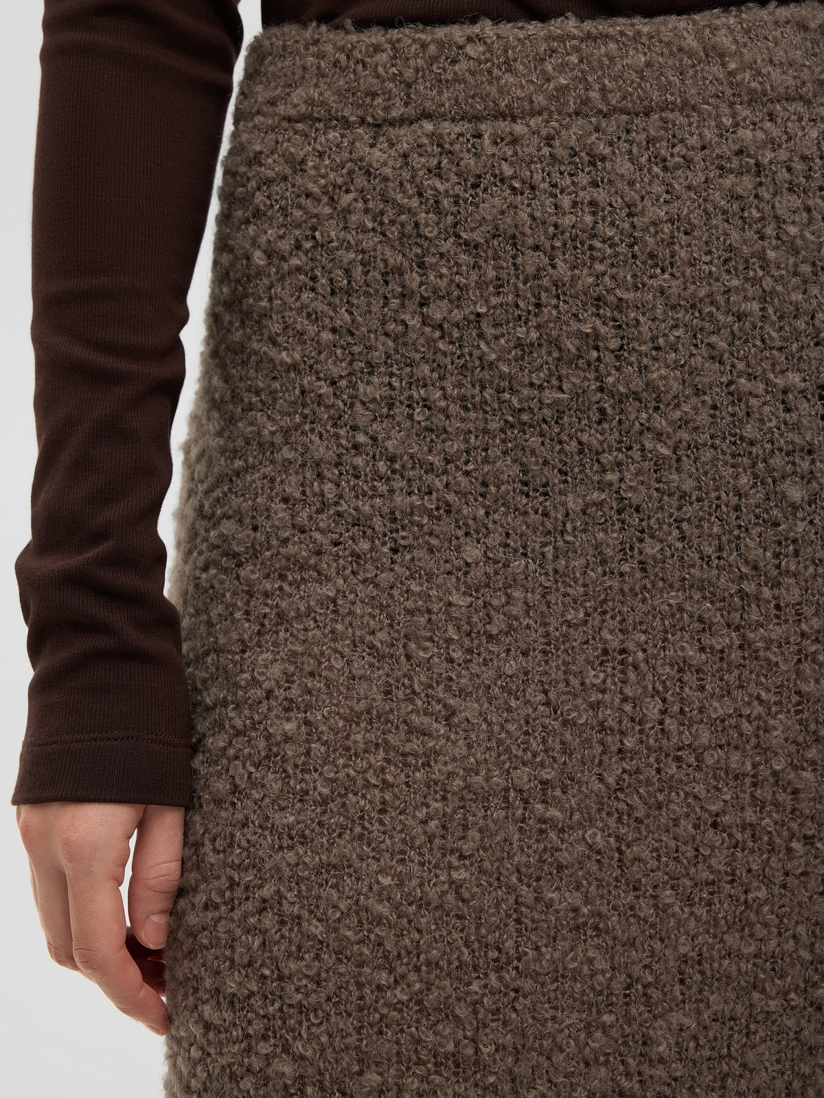 Юбка макси букле из альпаки и шерсти, бежевый