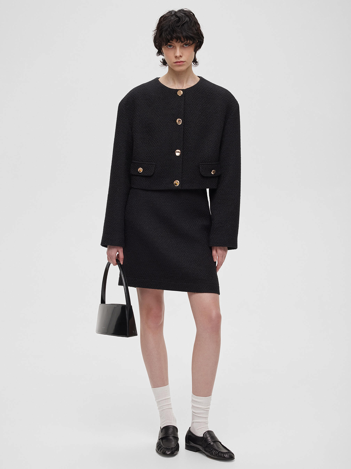 Юбка мини из шерсти 0201, черный