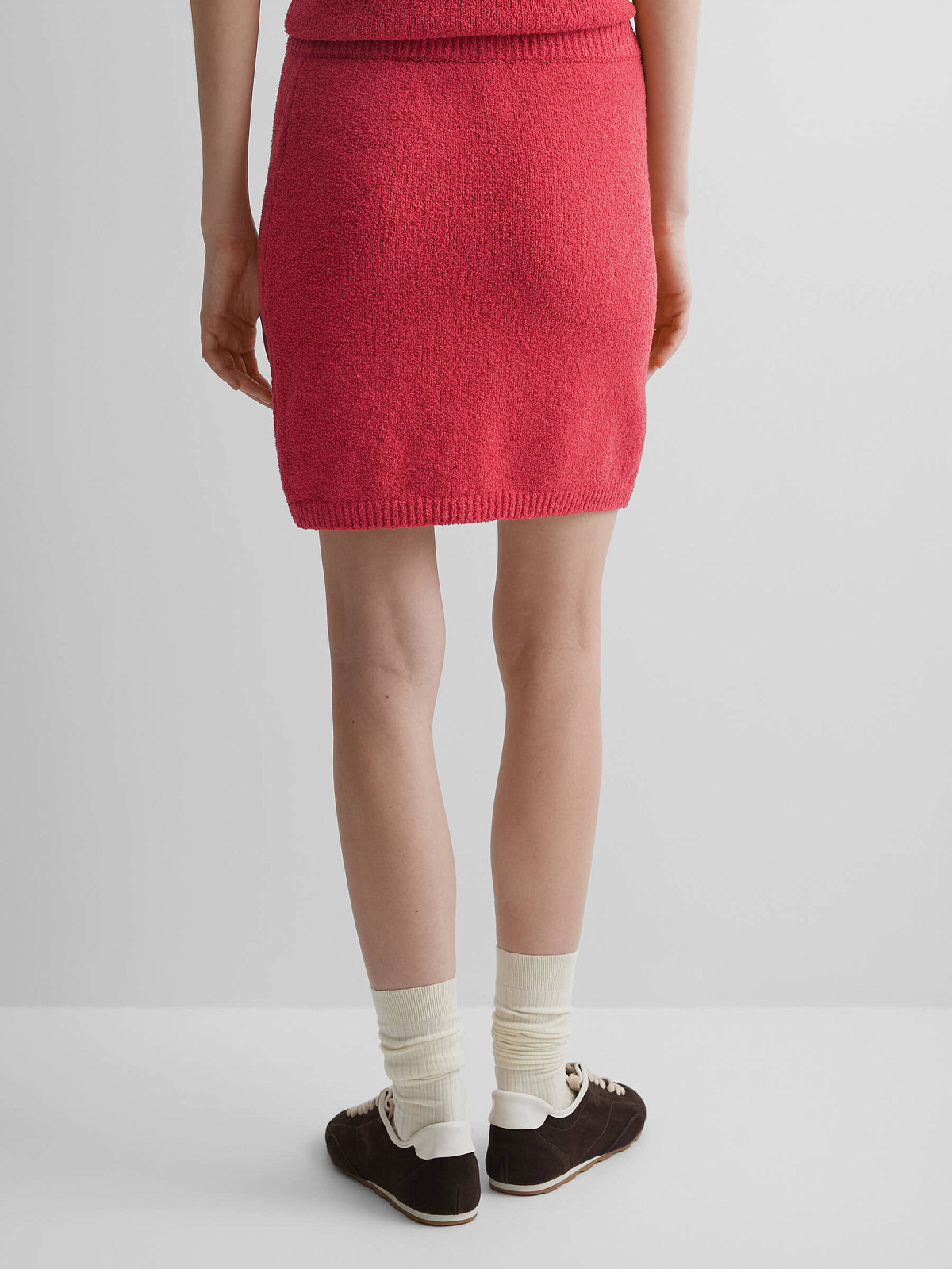 Юбка-мини из хлопка букле, красный, фото 5