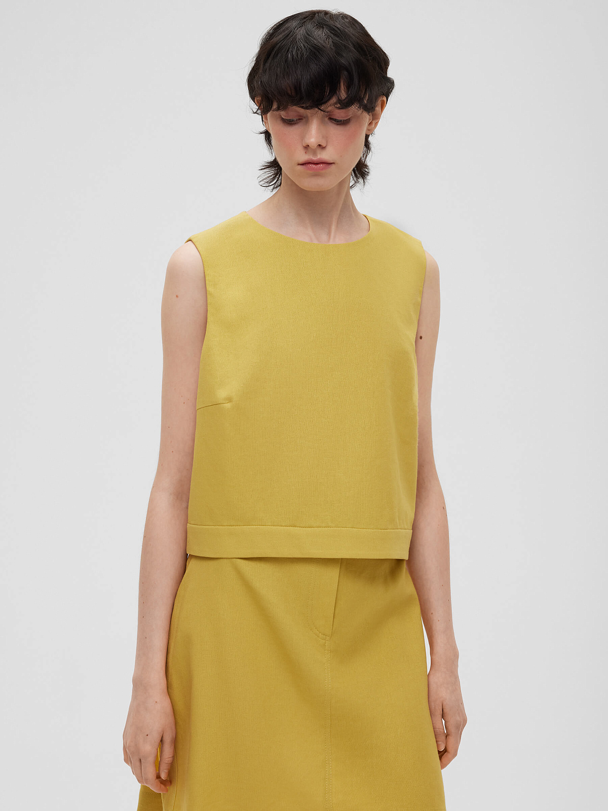 Топ из льняной ткани 0190, желтый