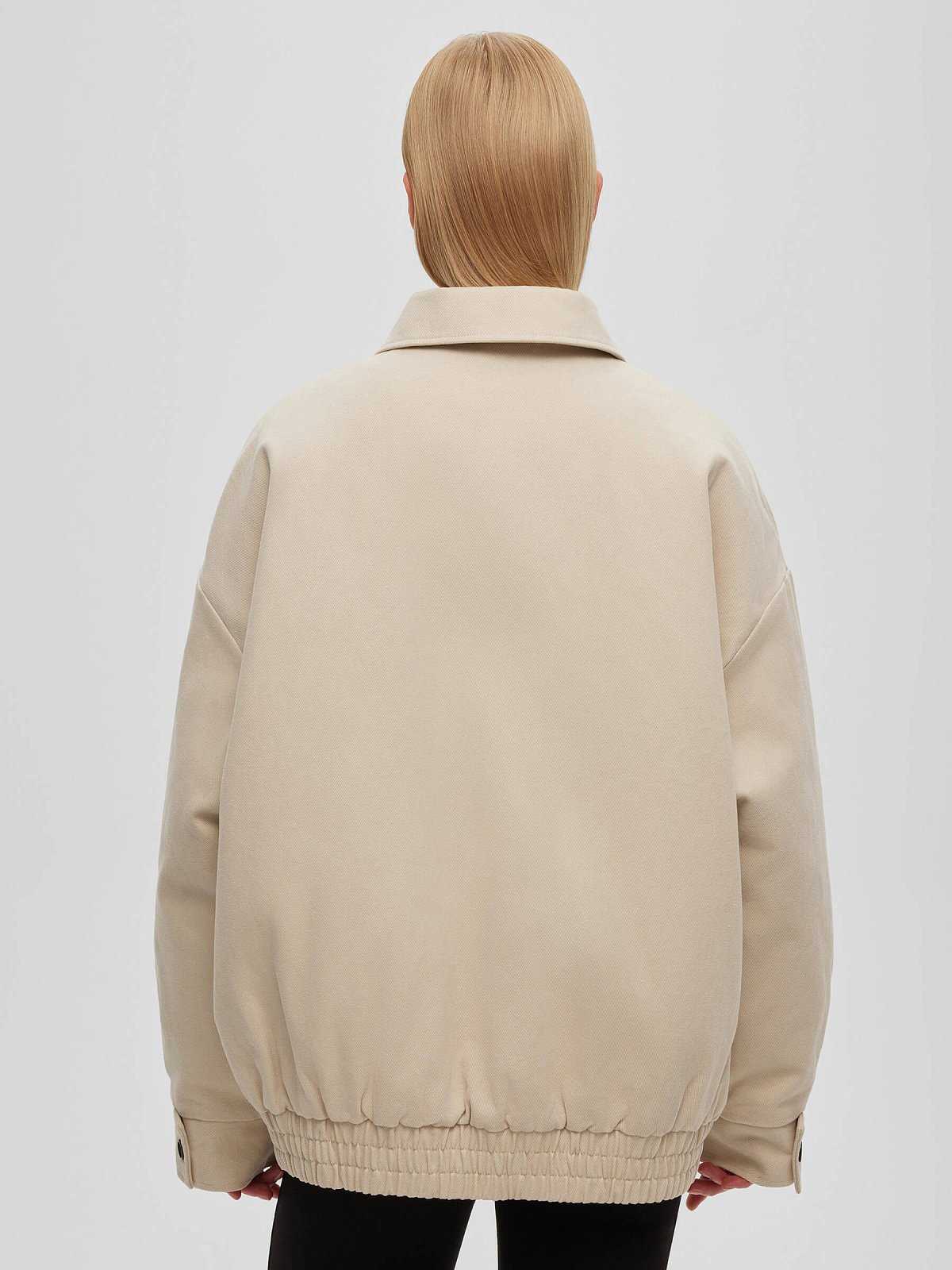 Бомбер утепленный из денима с вышивкой 0207, молочный