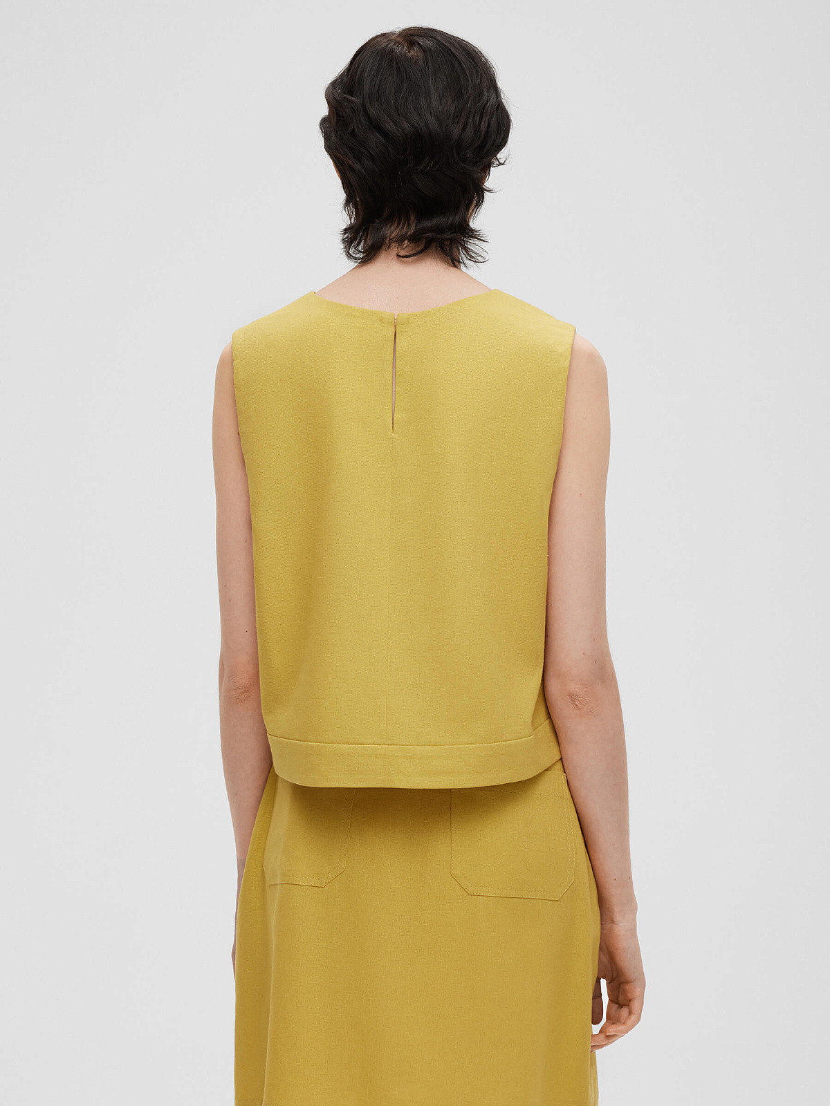 Топ из льняной ткани 0190, желтый