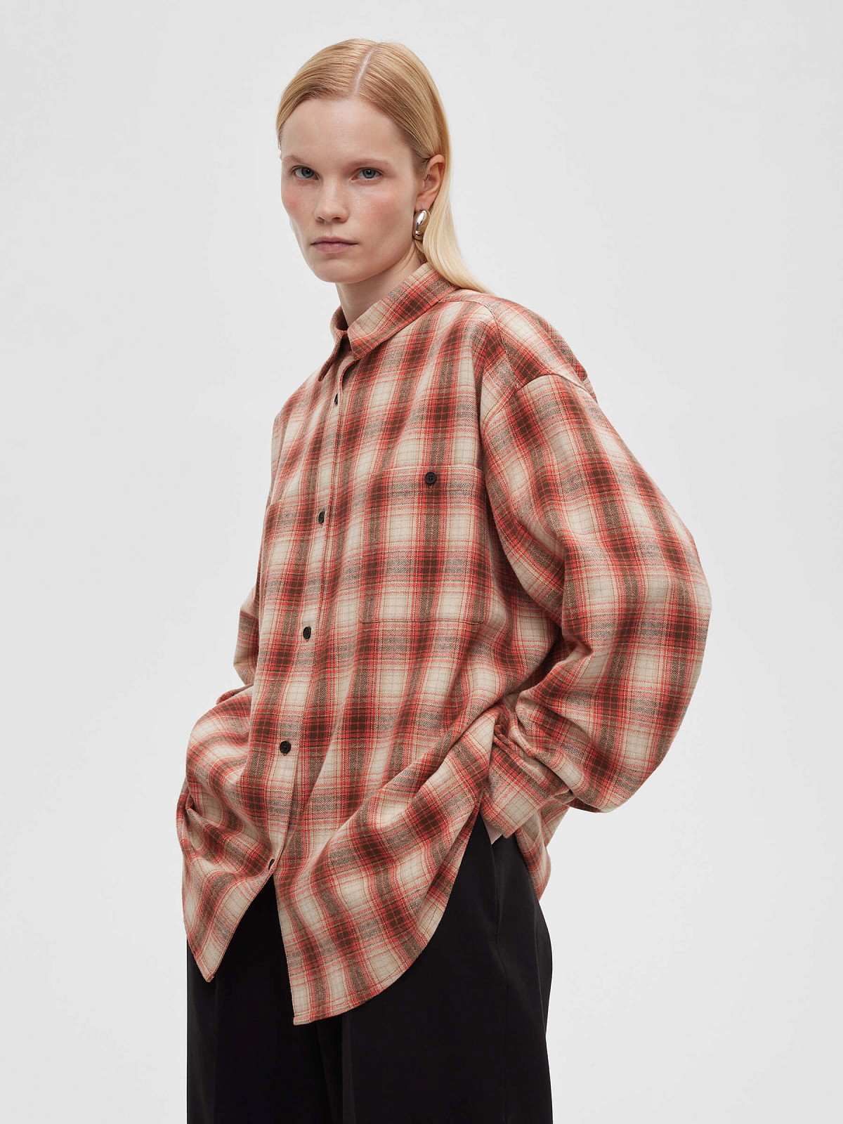 Рубашка фланелевая в клетку 0094, красный