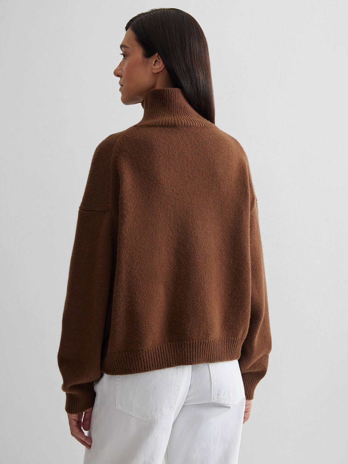 Свитер с интарсией лошадка, коричневый