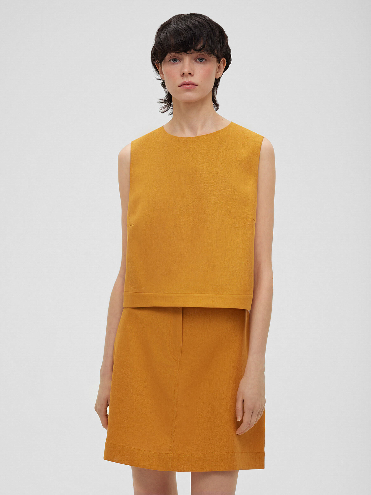 Топ из льняной ткани 0190, оранжевый