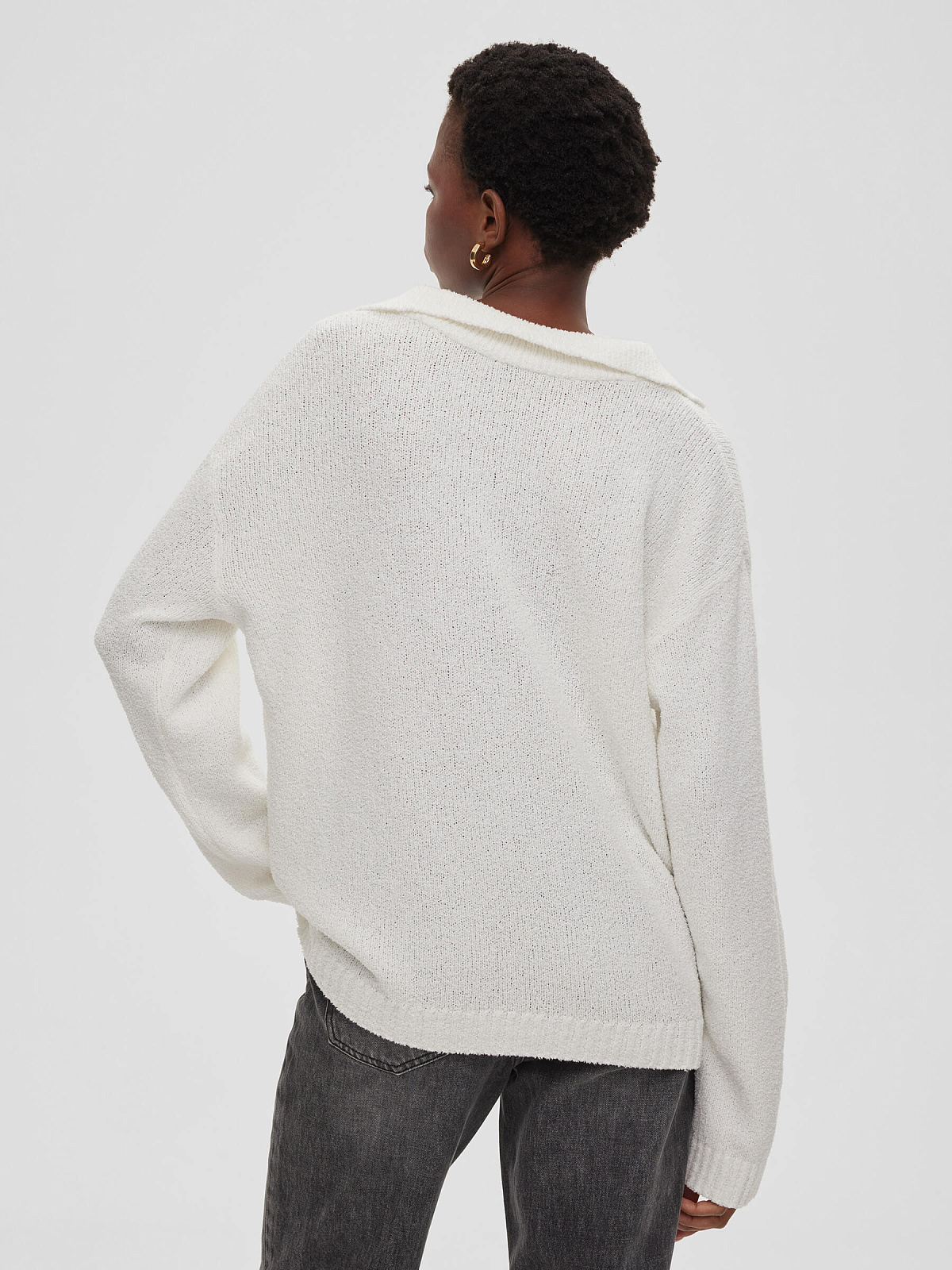 Джемпер-поло из хлопка букле, белый