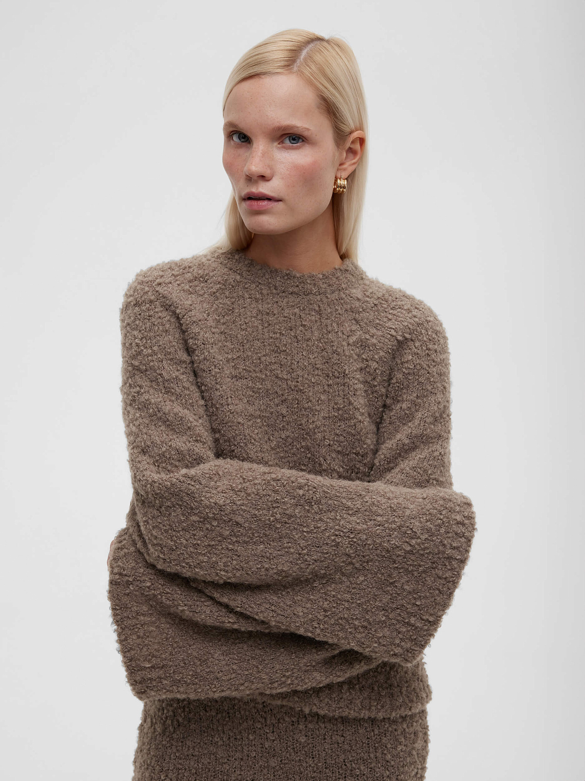 Джемпер букле из альпаки и шерсти, бежевый