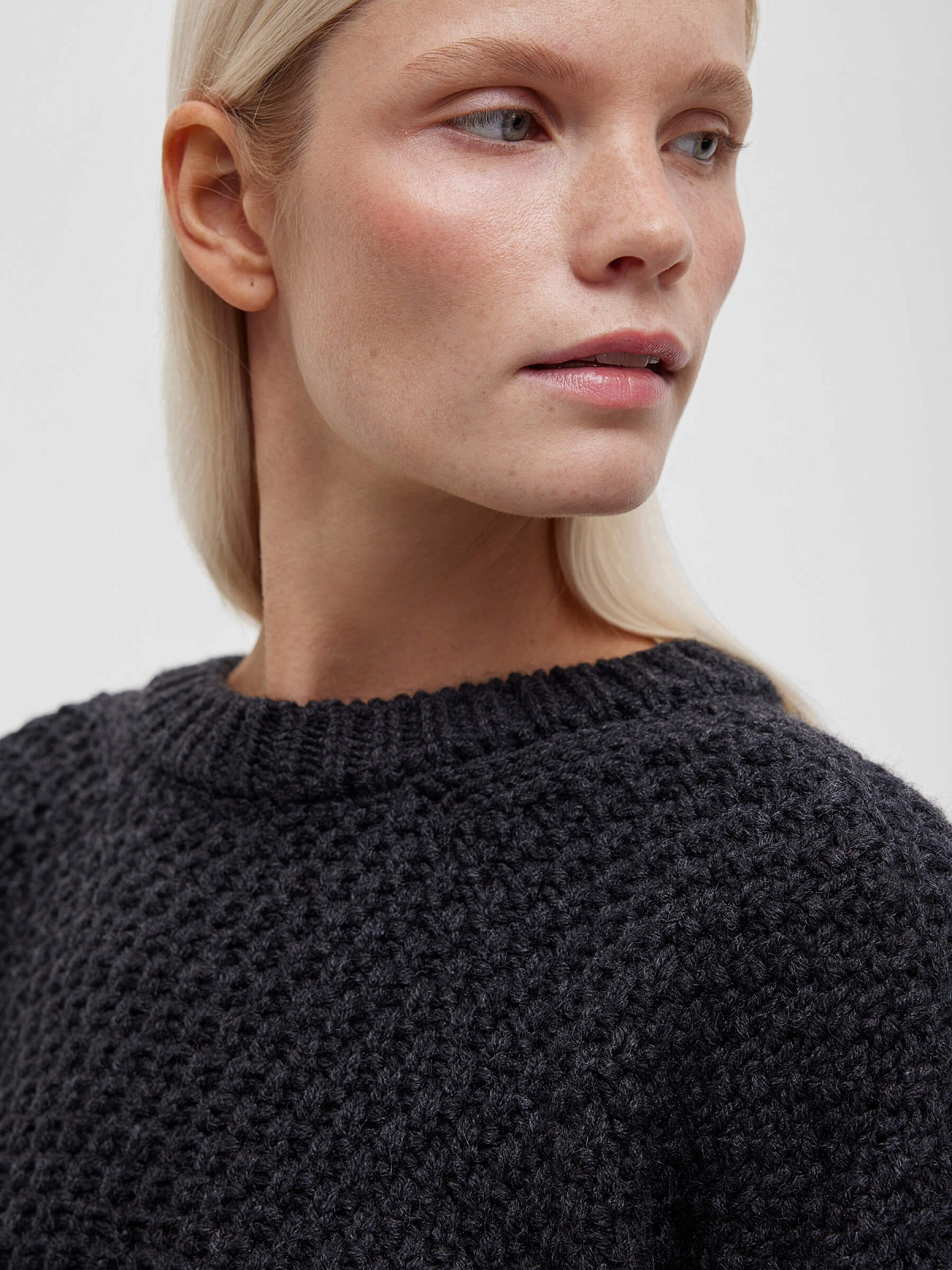 Джемпер фактурной вязки, антрацит