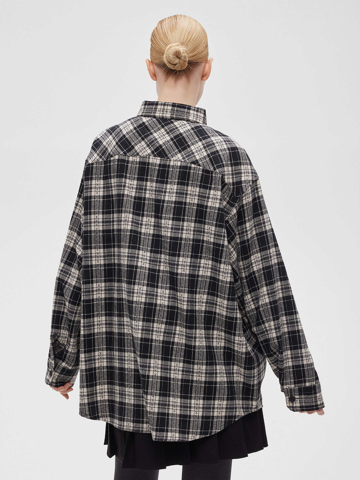 Рубашка фланелевая оверсайз 0121, черный