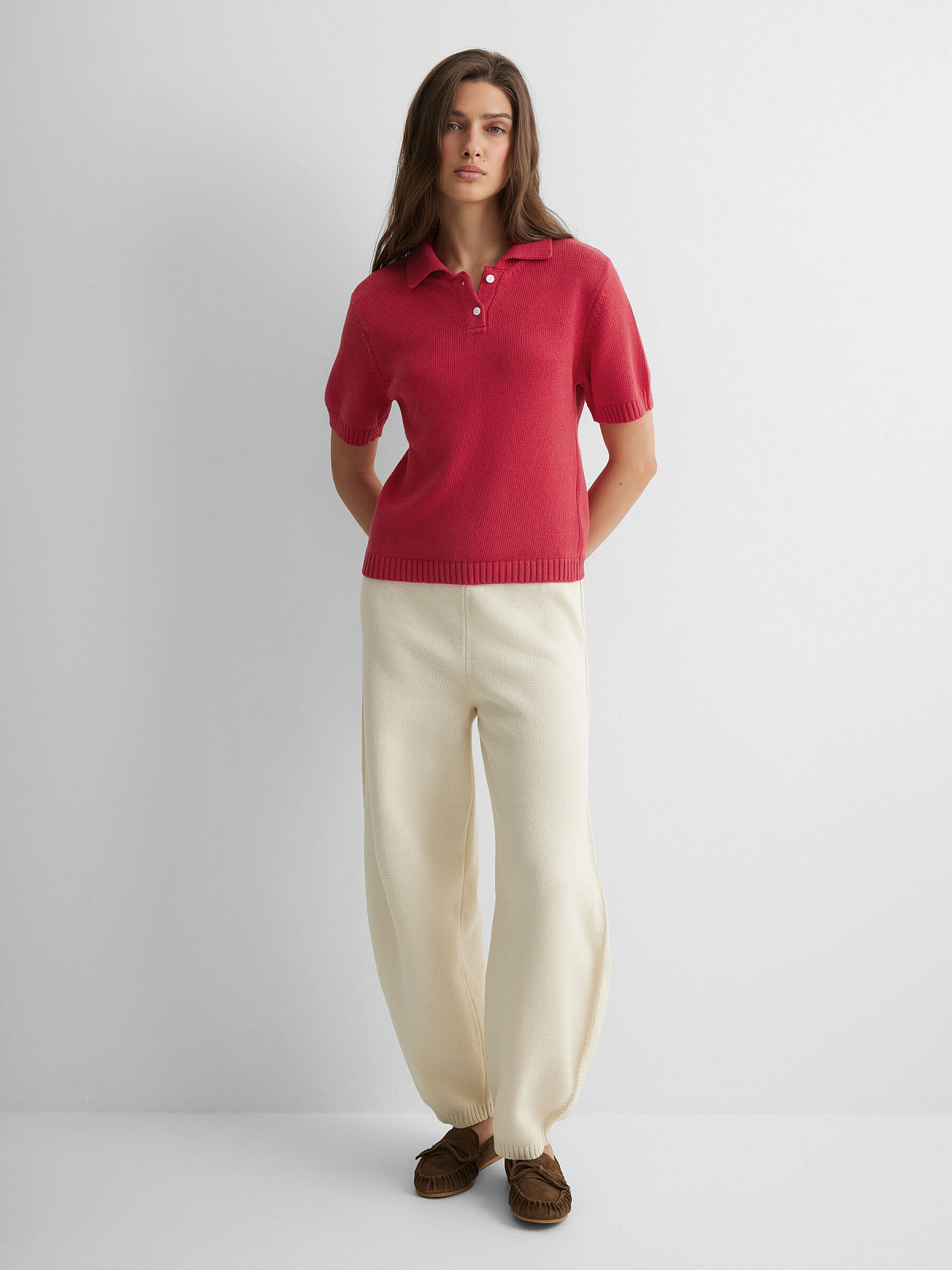 Поло с коротким рукавом из 100% хлопка, красный, фото 2