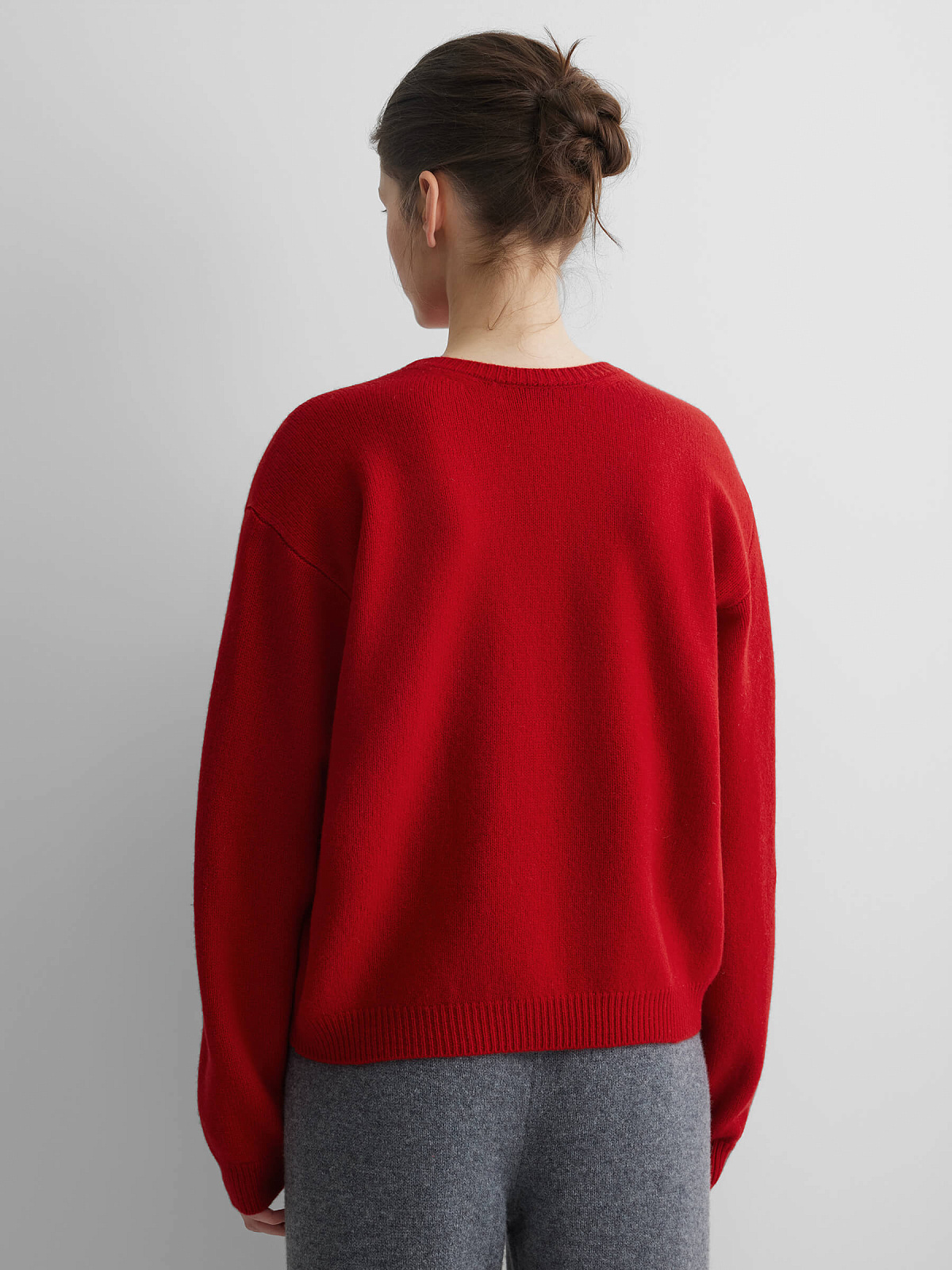 Джемпер свободного кроя из 100% мериноса, красный