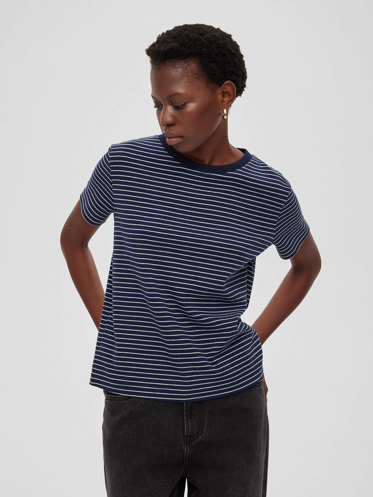 Футболка  в полоску 0120, синий