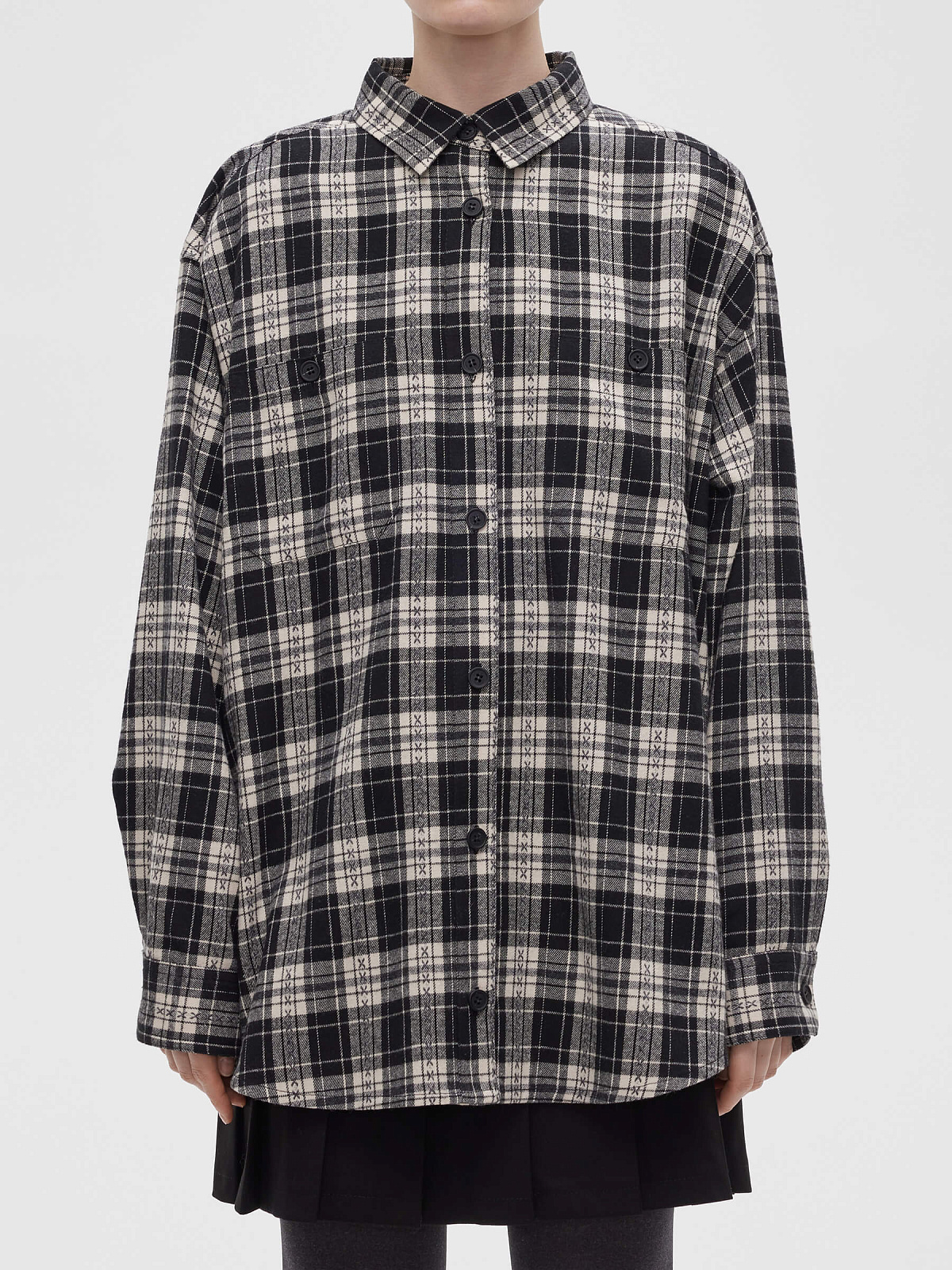 Рубашка фланелевая оверсайз 0121, черный