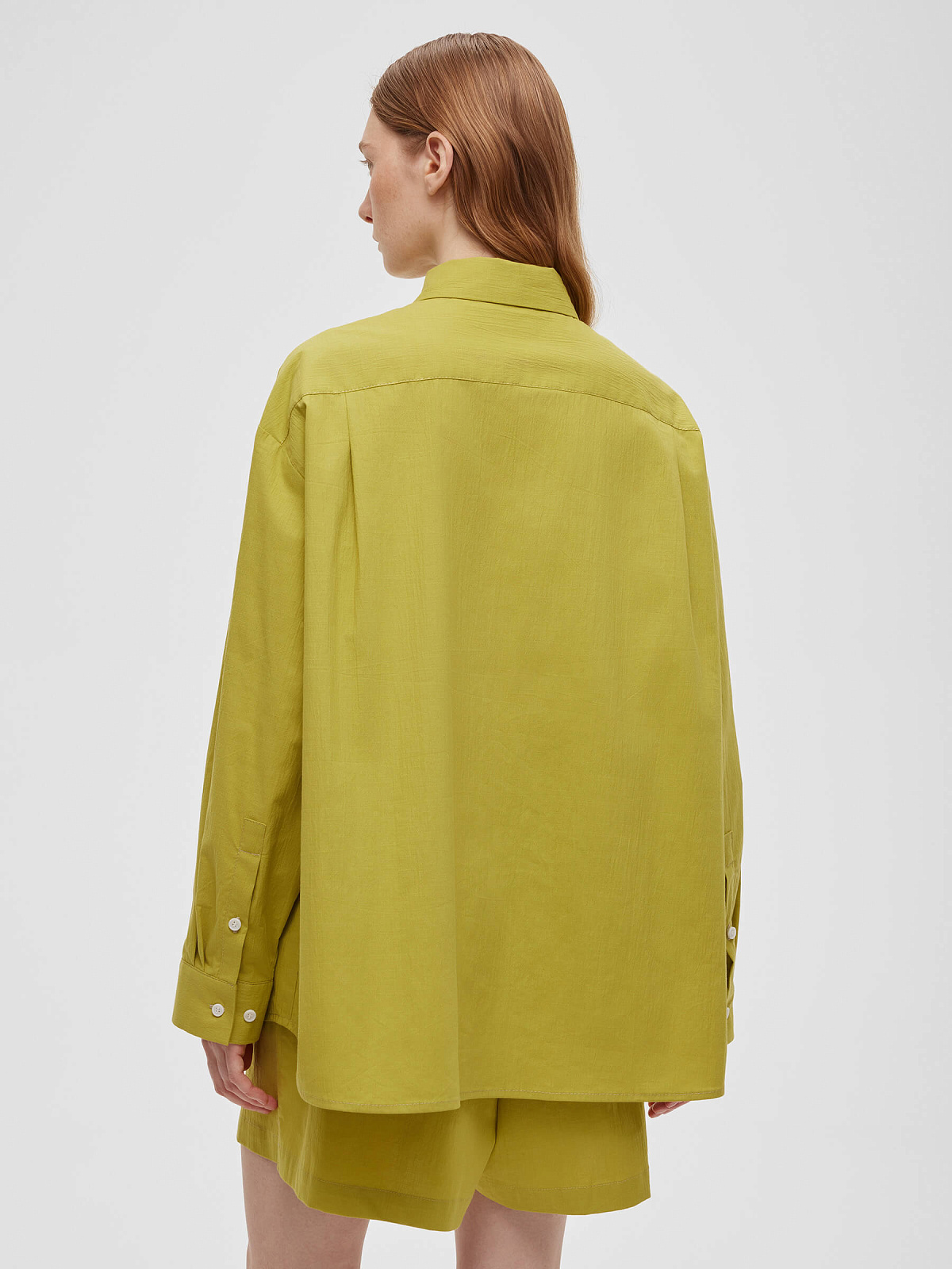 Рубашка свободного кроя из хлопка 0128, оливковый
