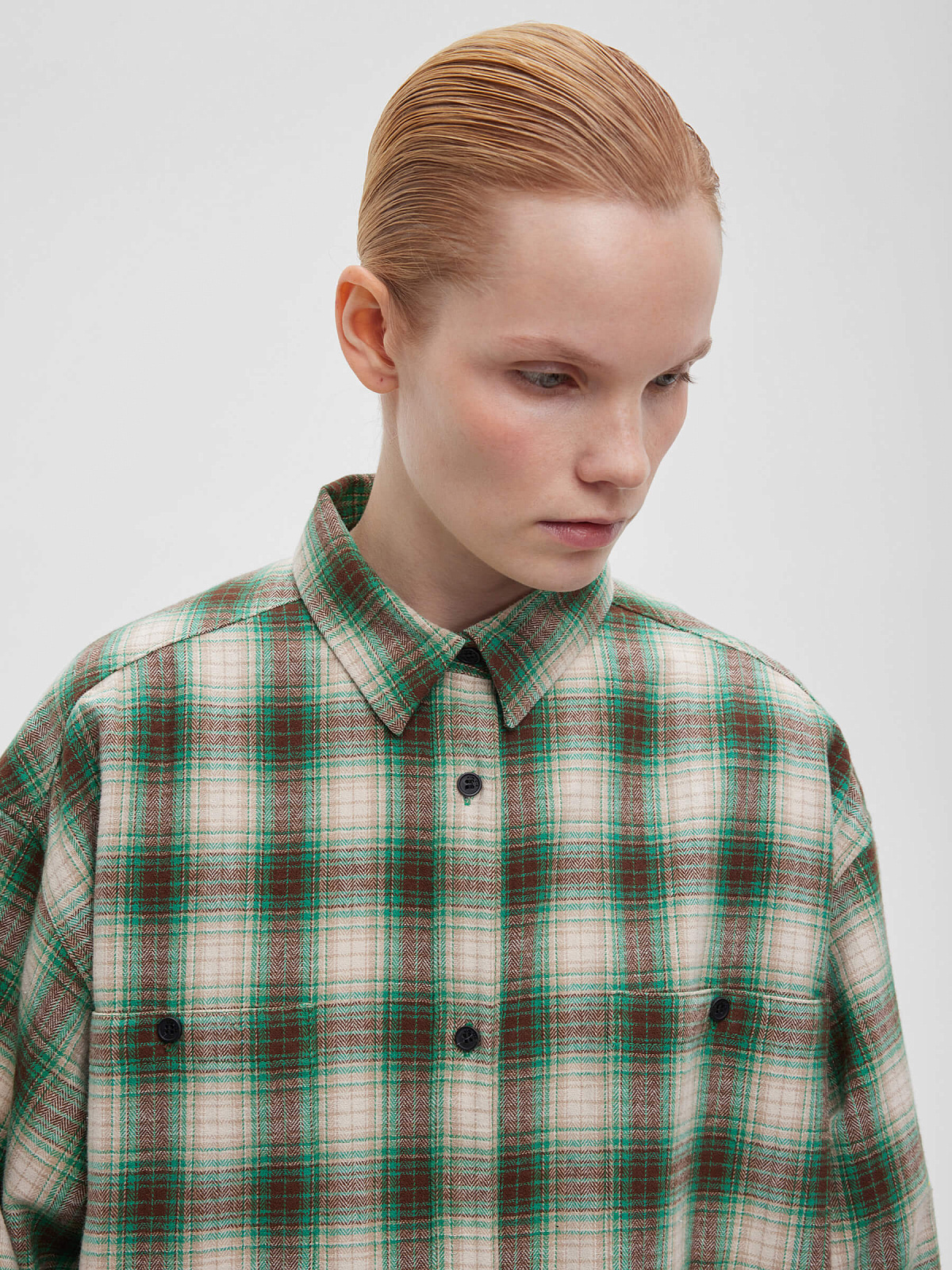 Рубашка фланелевая в клетку 0094, зеленый