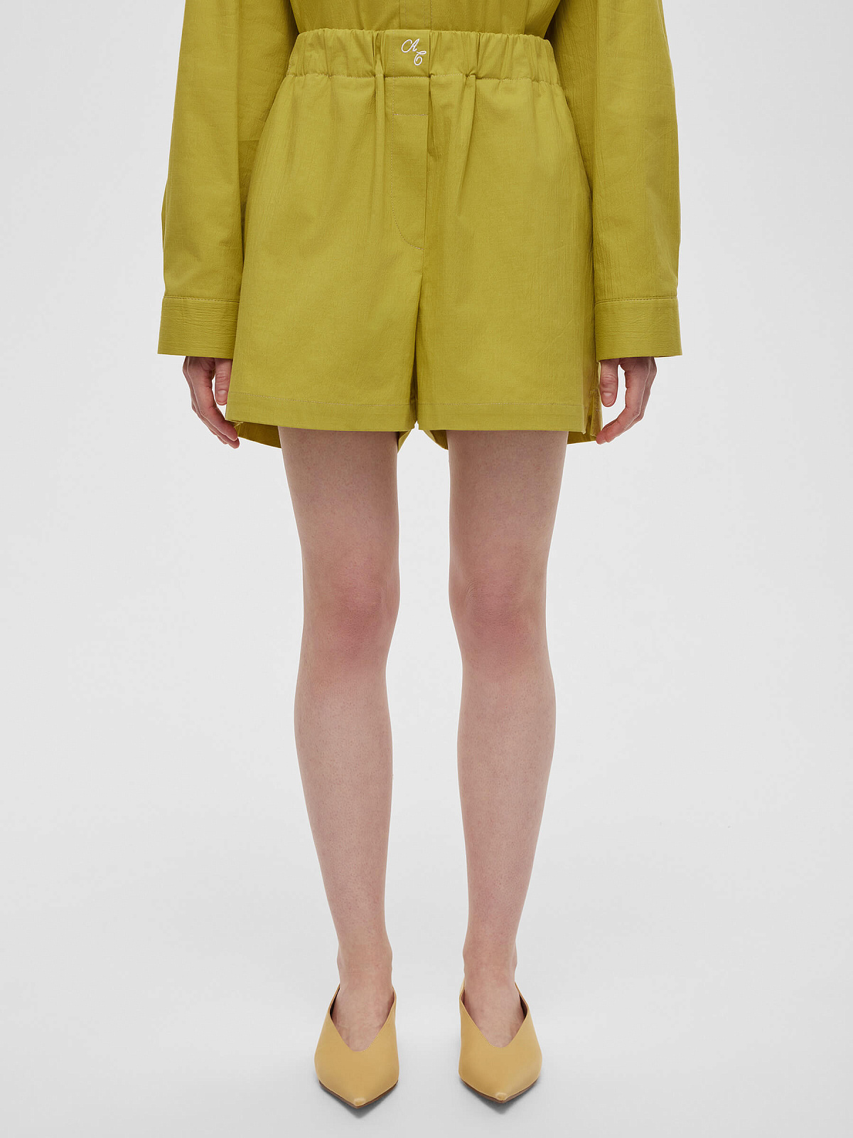 Шорты короткие из хлопка 0129, оливковый