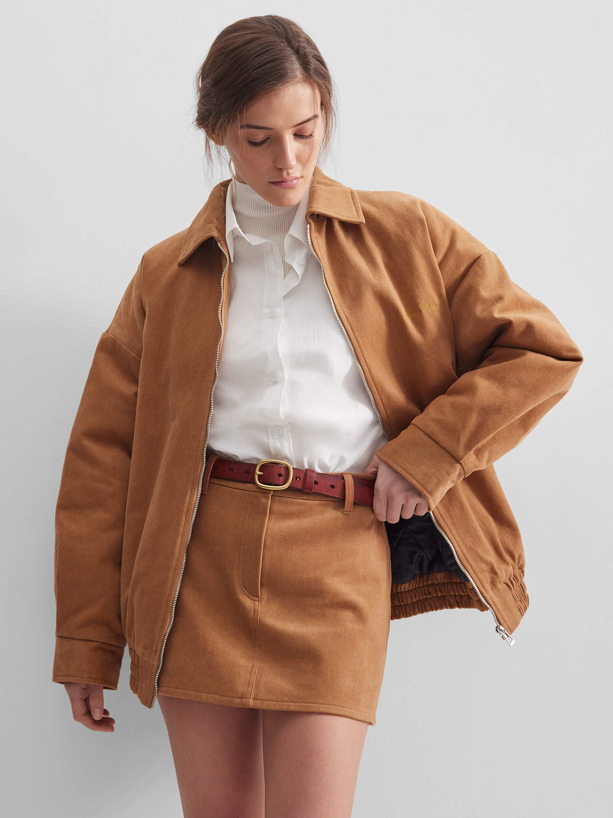 Юбка мини из денима 0218, терракотовый