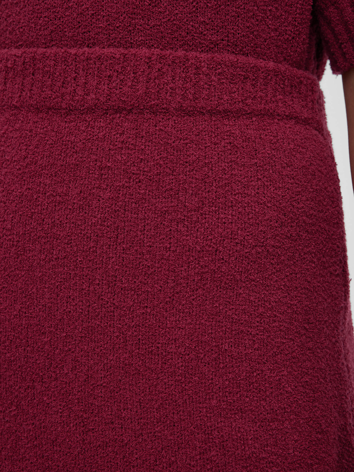 Юбка-мини из хлопка букле, бордовый