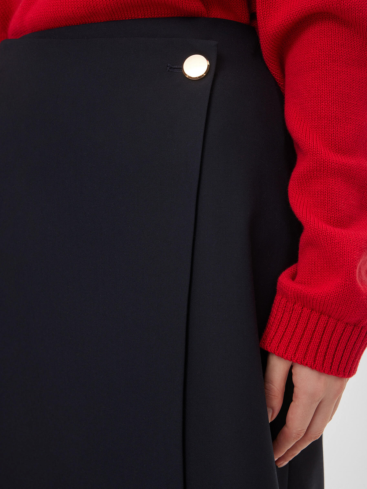 Юбка миди с запахом 0133, темно-синий