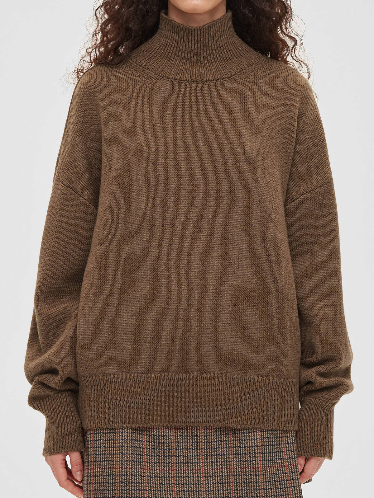 Свитер свободного кроя, кофейный