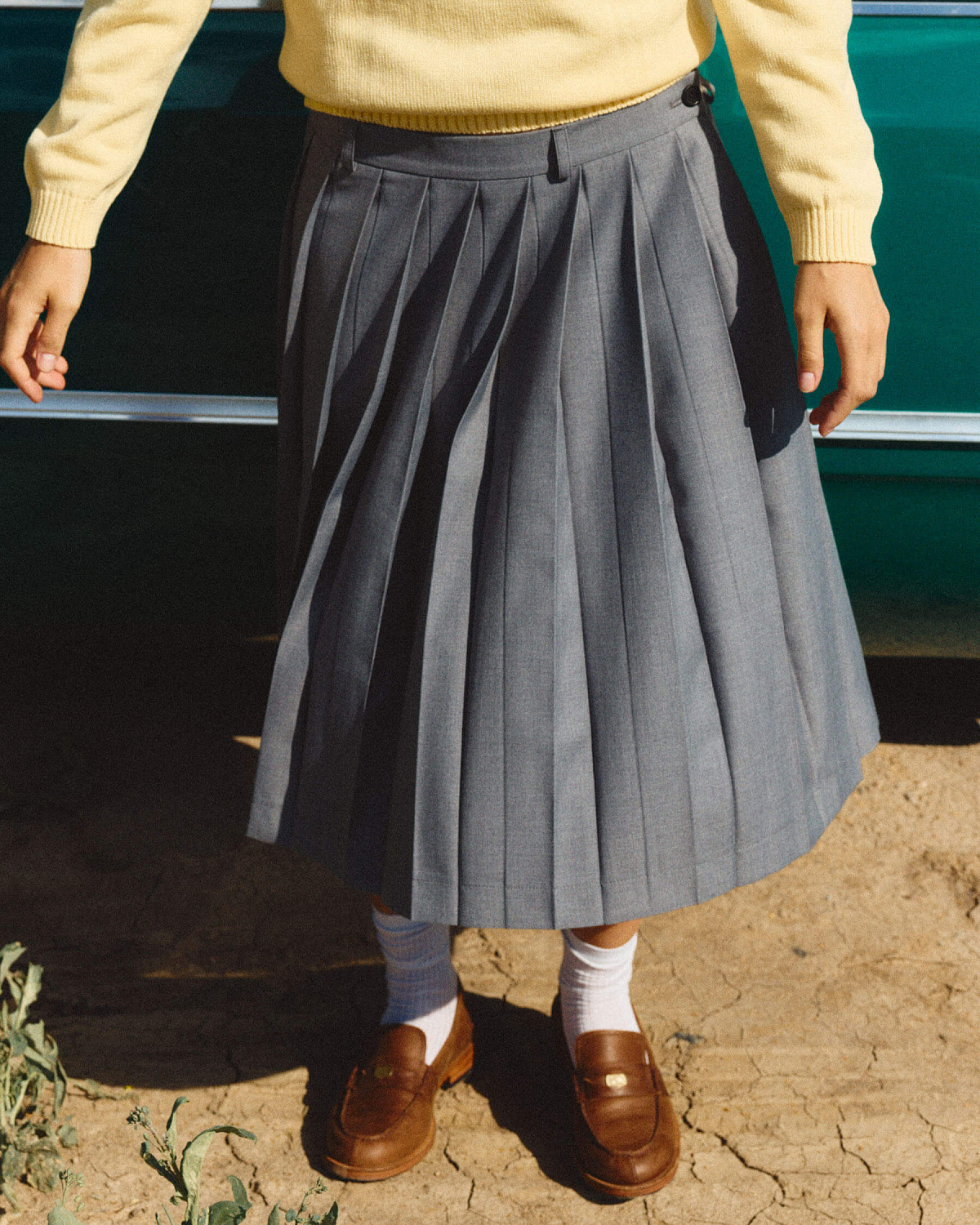 Юбка миди со складками 0159, серый