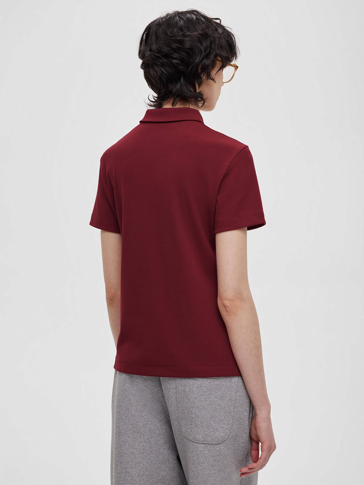 Джемпер поло из трикотажа 0204, бордовый