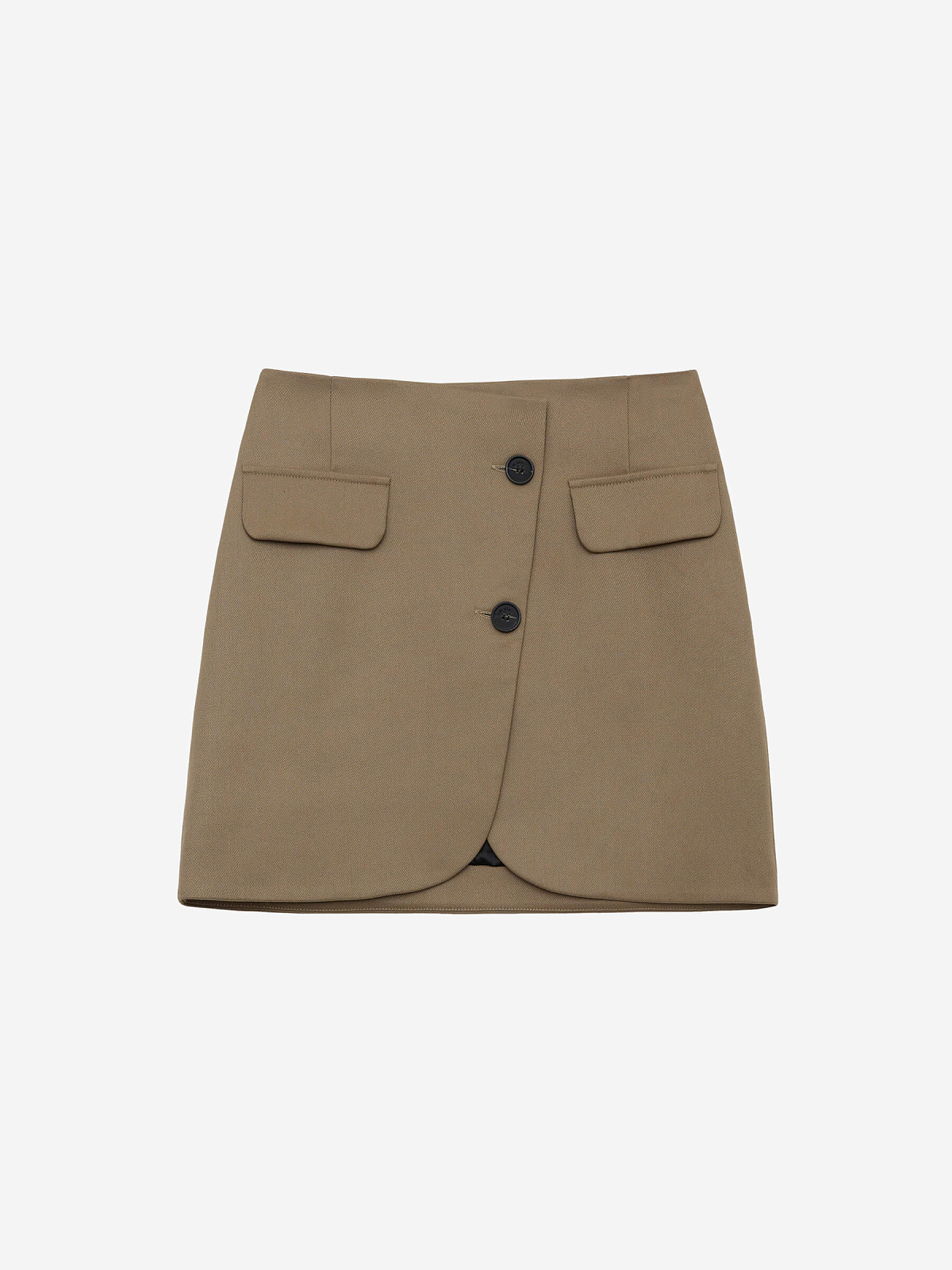 Юбка-мини из костюмной ткани, светлый хаки