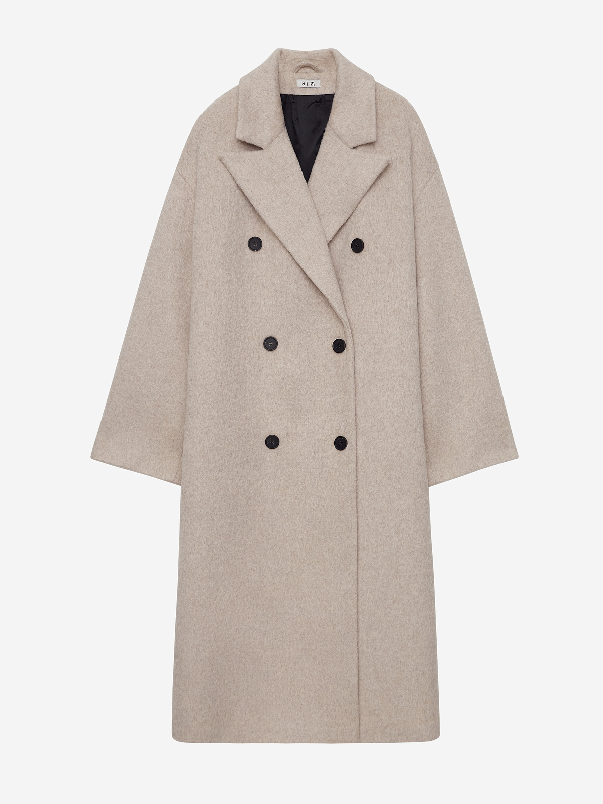 Пальто А-силуэта двубортное удлинённое, бежевый