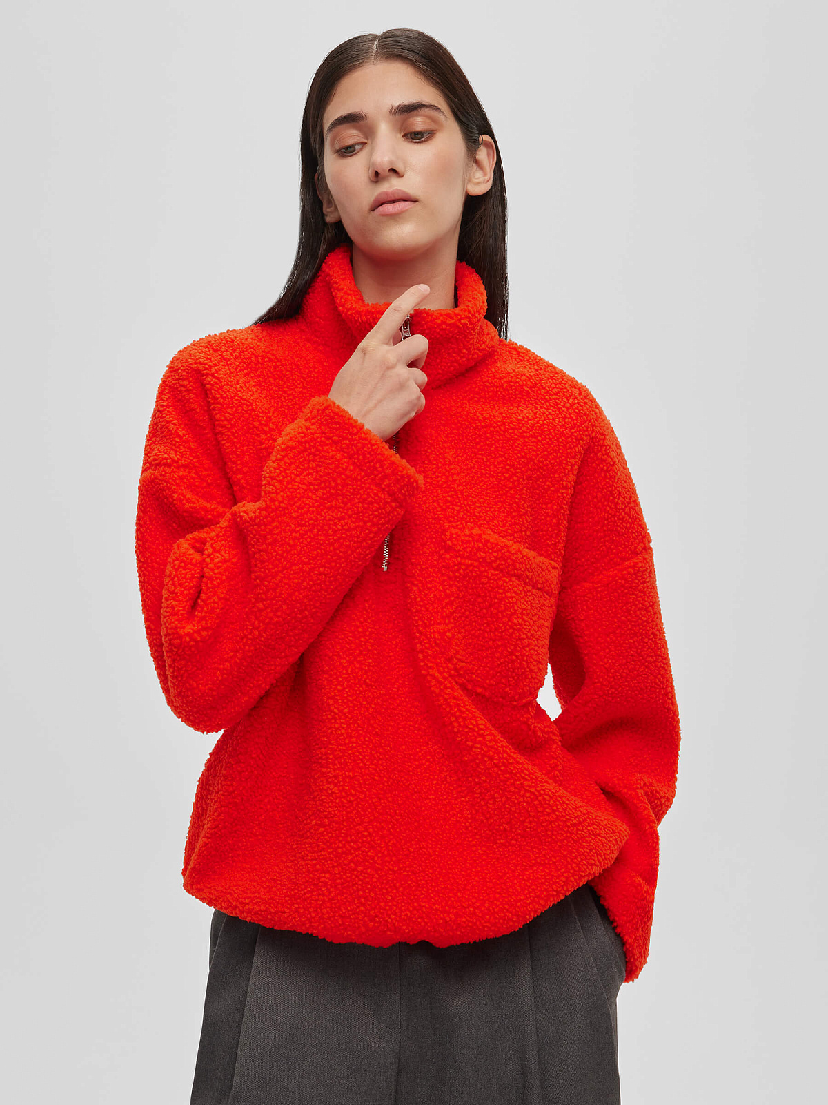 Толстовка флисовая с замком 0210, красный