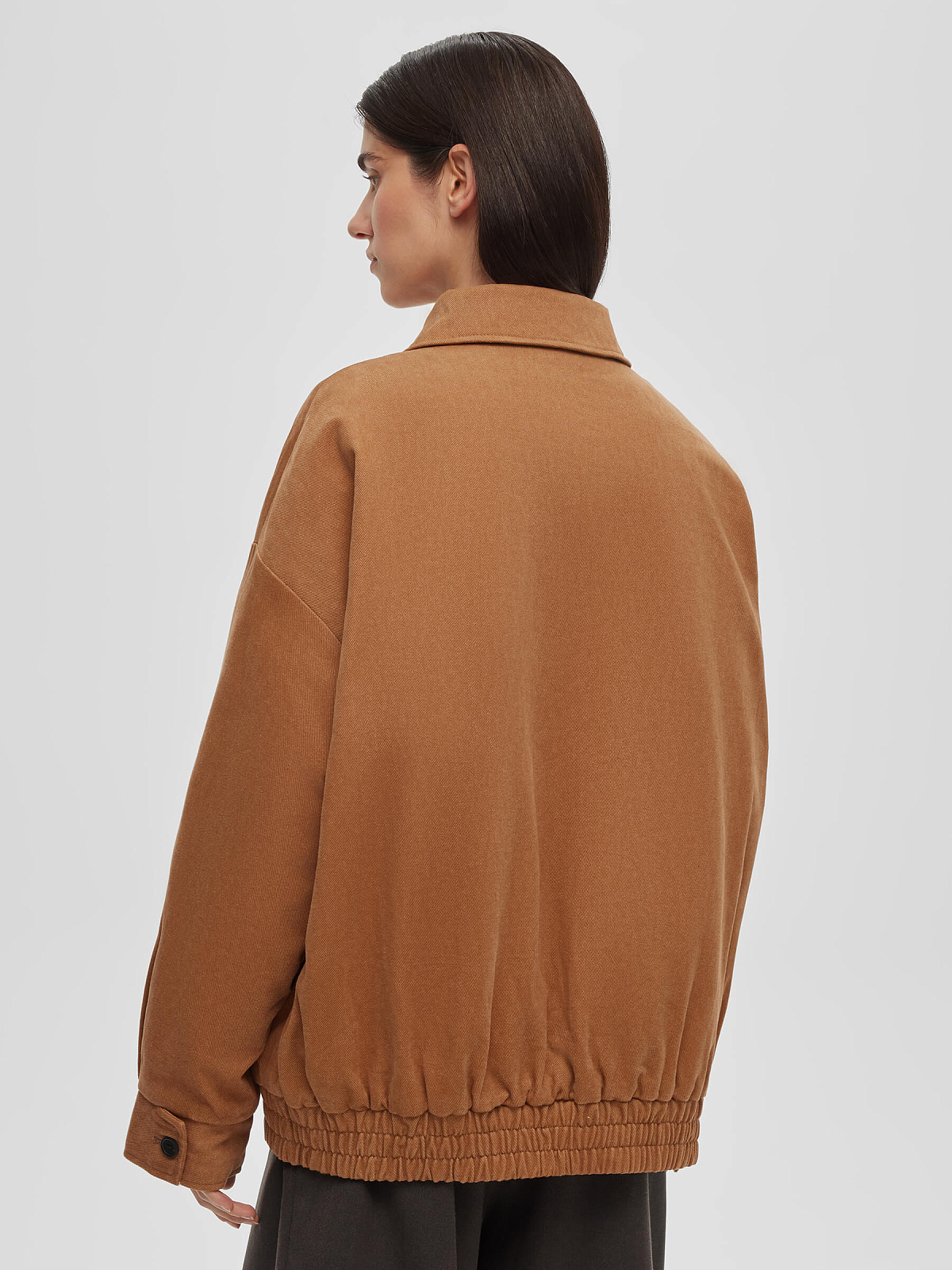 Бомбер утепленный из денима с вышивкой 0207, терракотовый