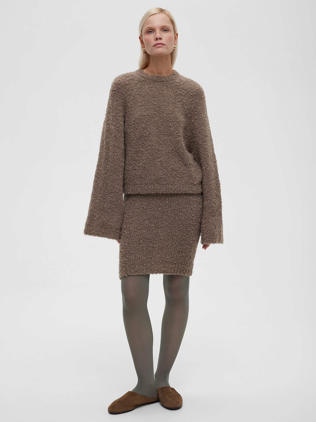 Джемпер букле из альпаки и шерсти, бежевый