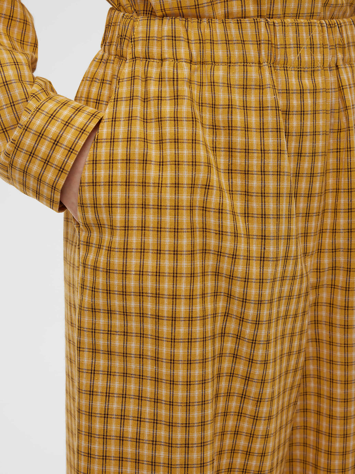 Брюки клеш из хлопка в клетку 0182, желтый