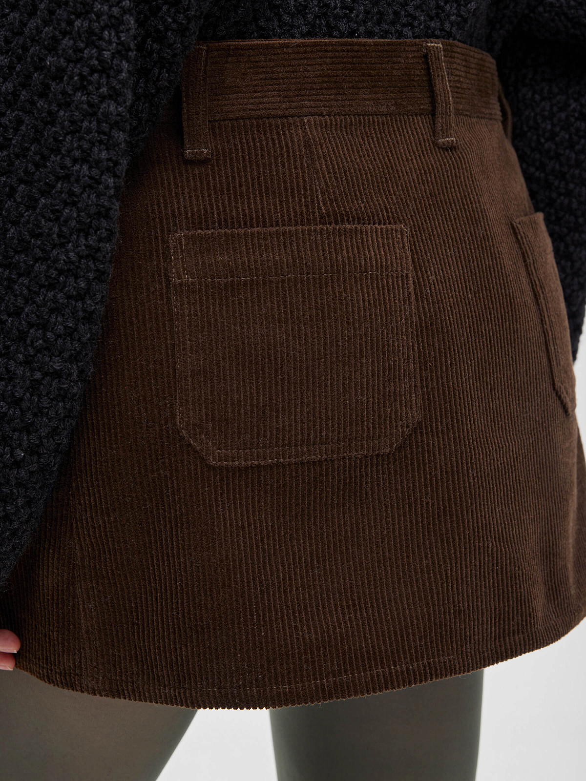 Юбка-мини из вельвета 0162, коричневый