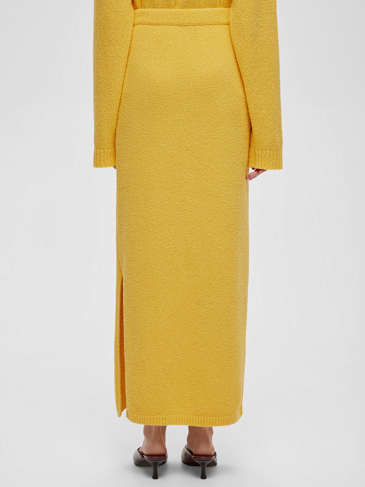 Юбка макси из хлопка букле, желтый