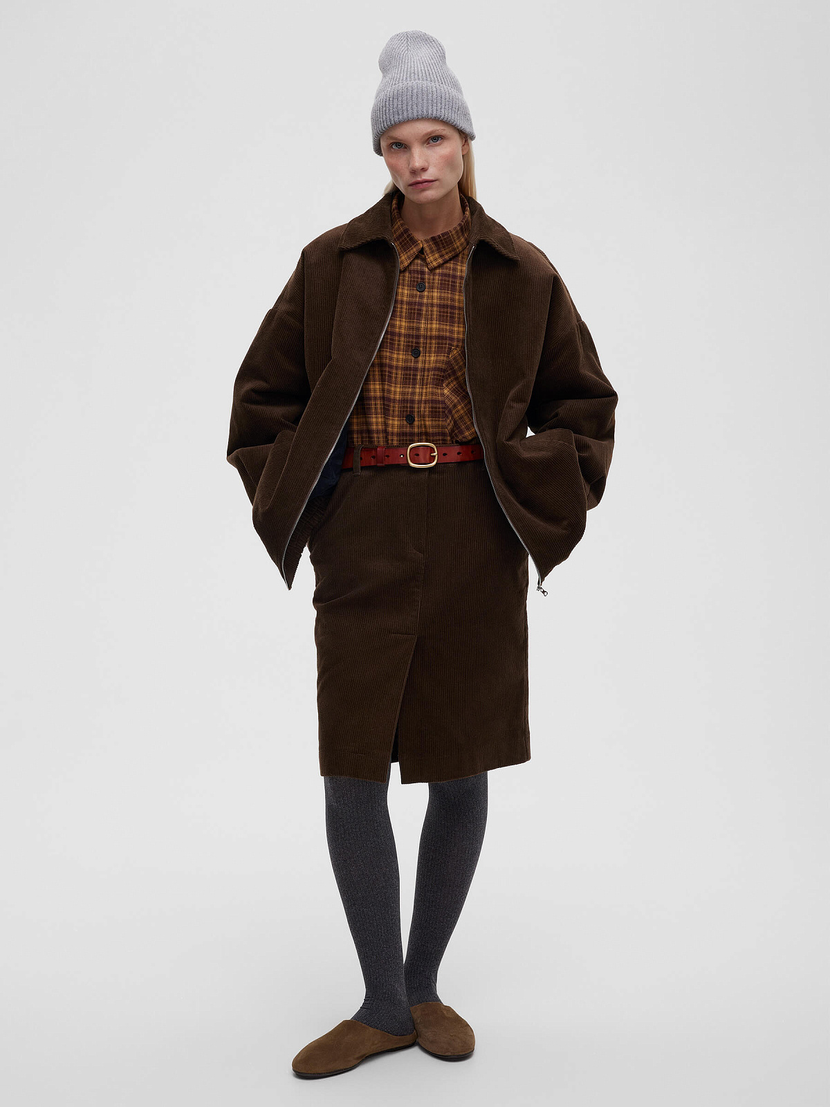 Юбка из вельвета 0158, коричневый