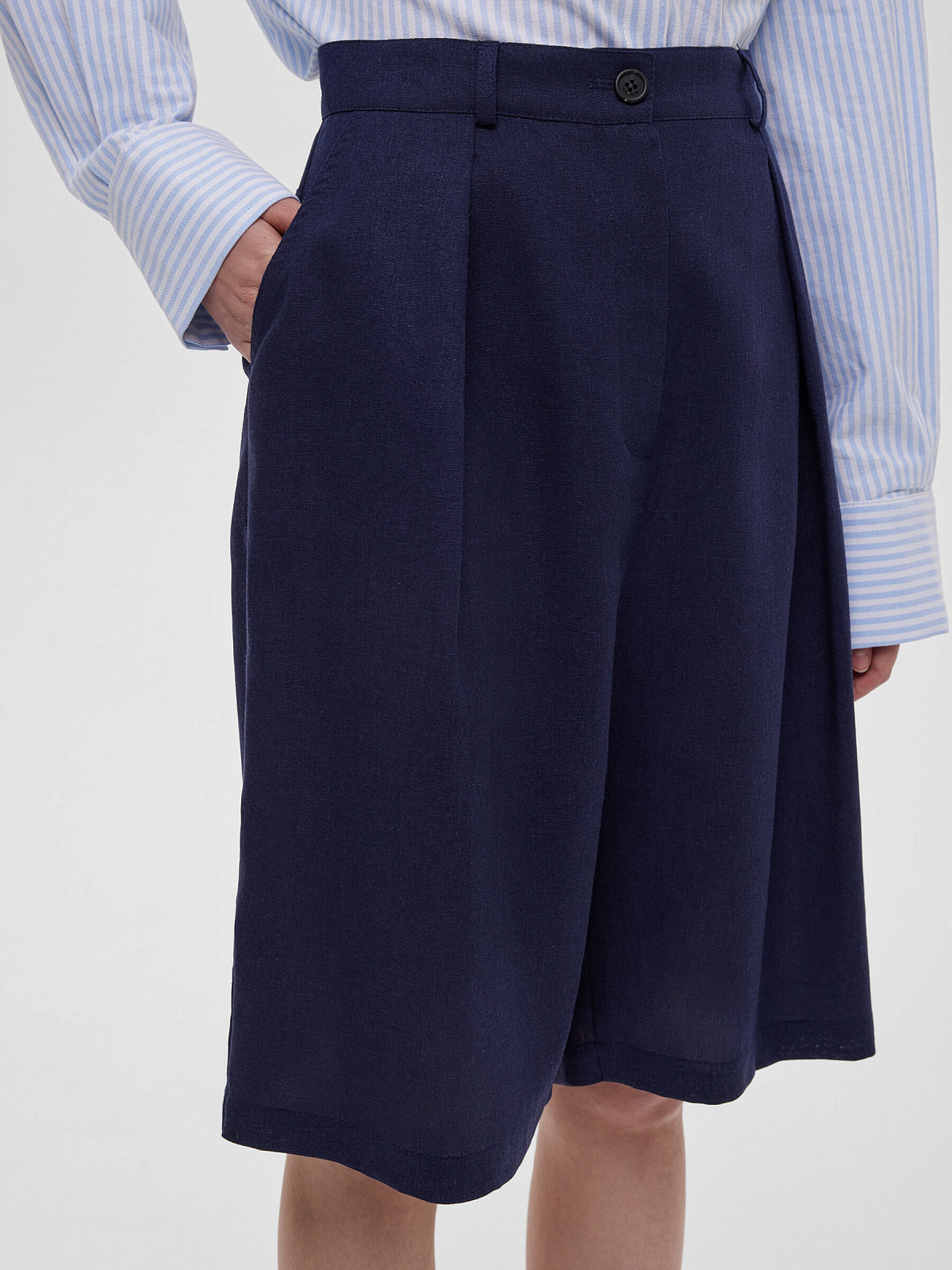 Шорты-бермуды из льна 0196, синий