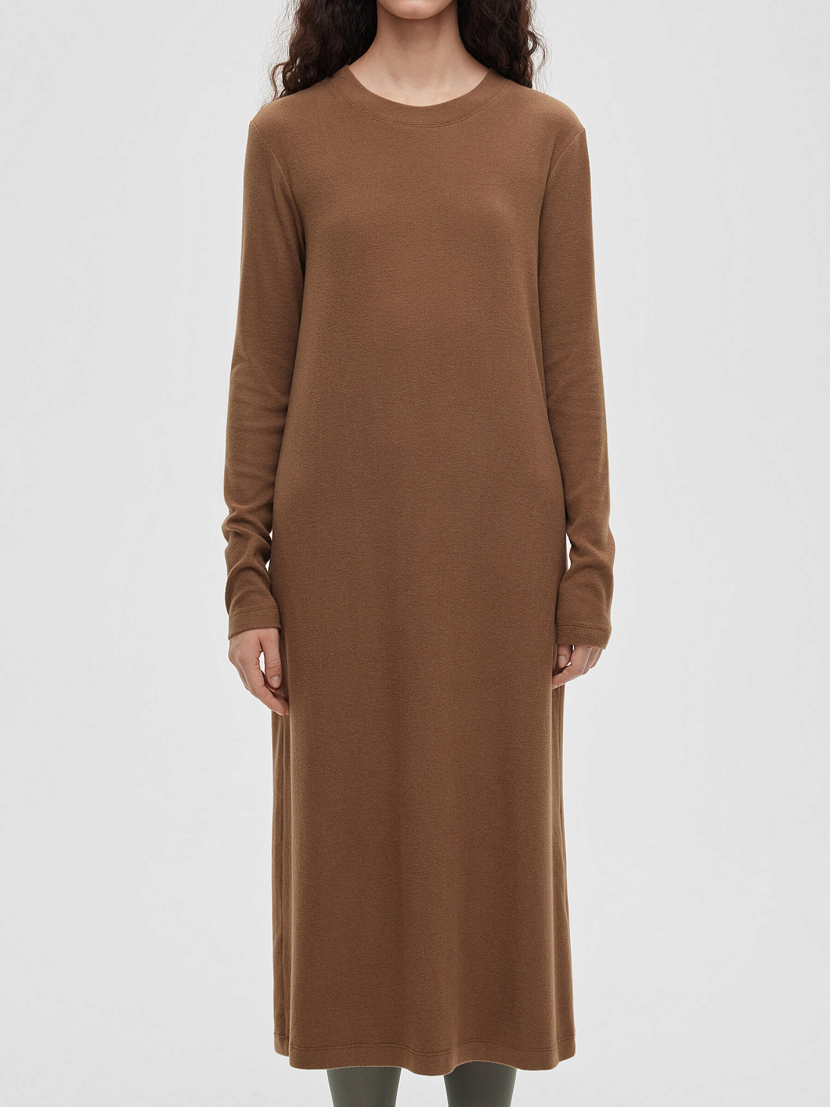 Платье макси из трикотажа 0149, светло-коричневый