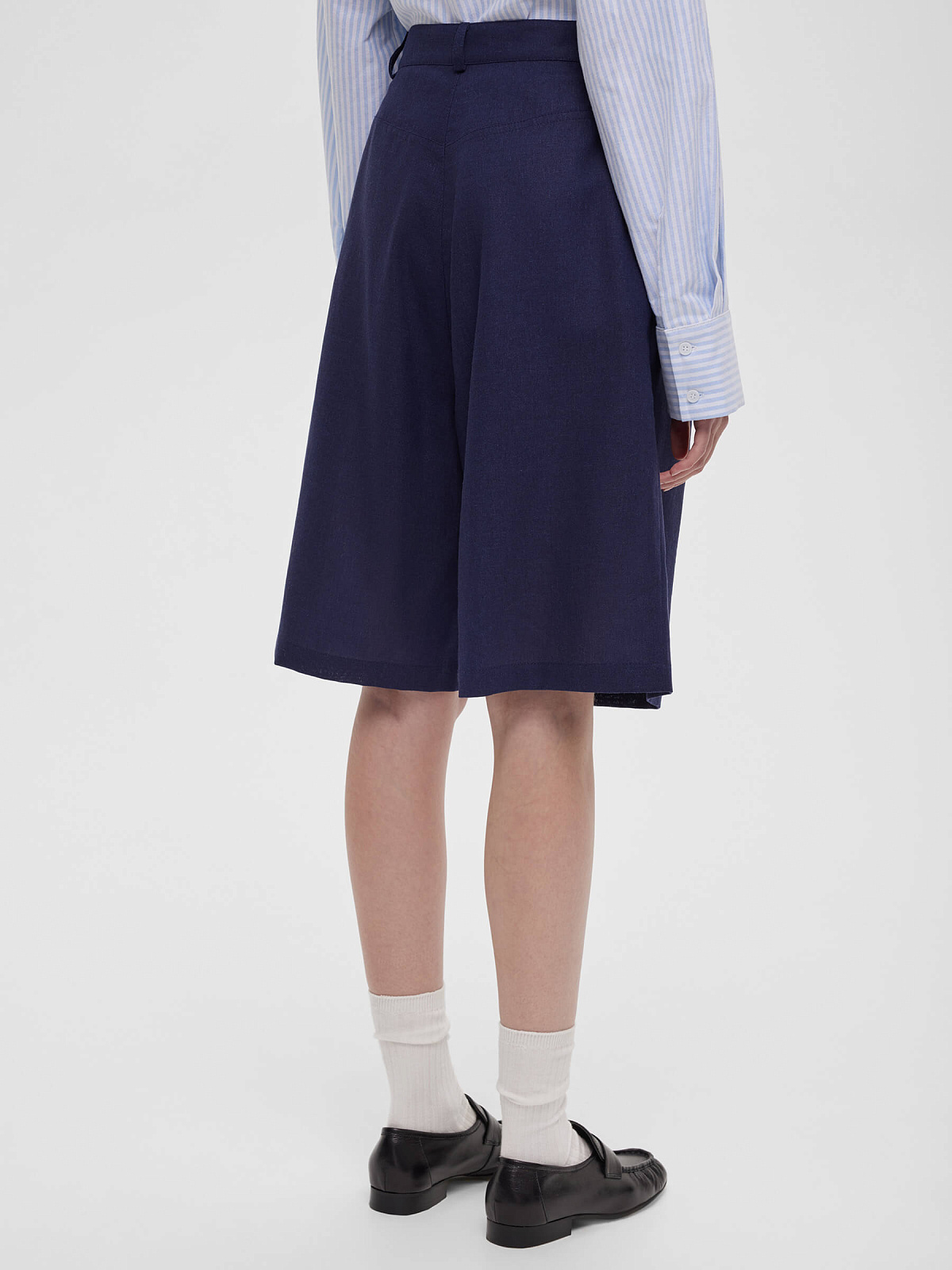 Шорты-бермуды из льна 0196, синий