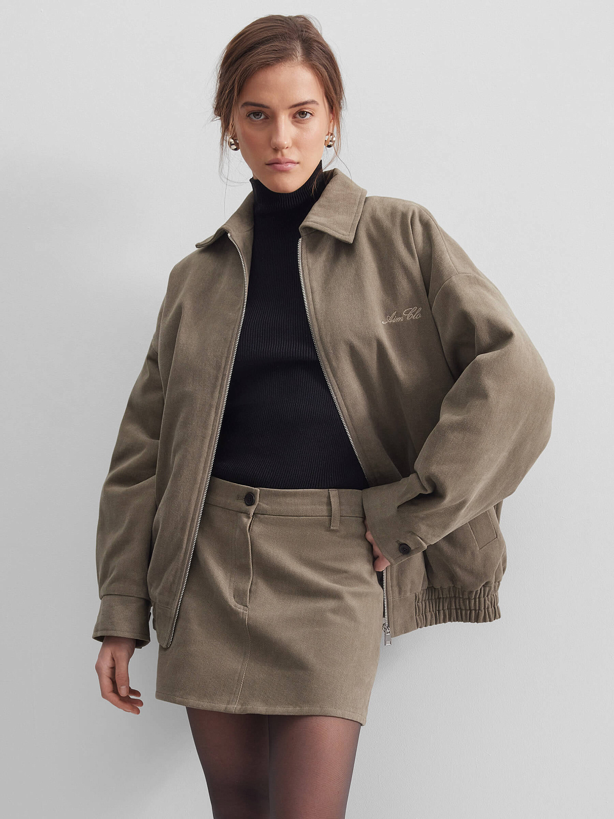 Юбка мини из денима 0218, хаки