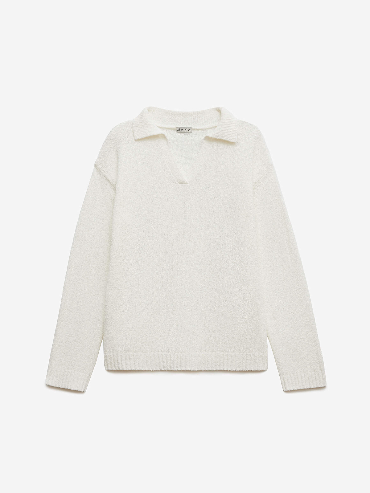 Джемпер-поло из хлопка букле, белый